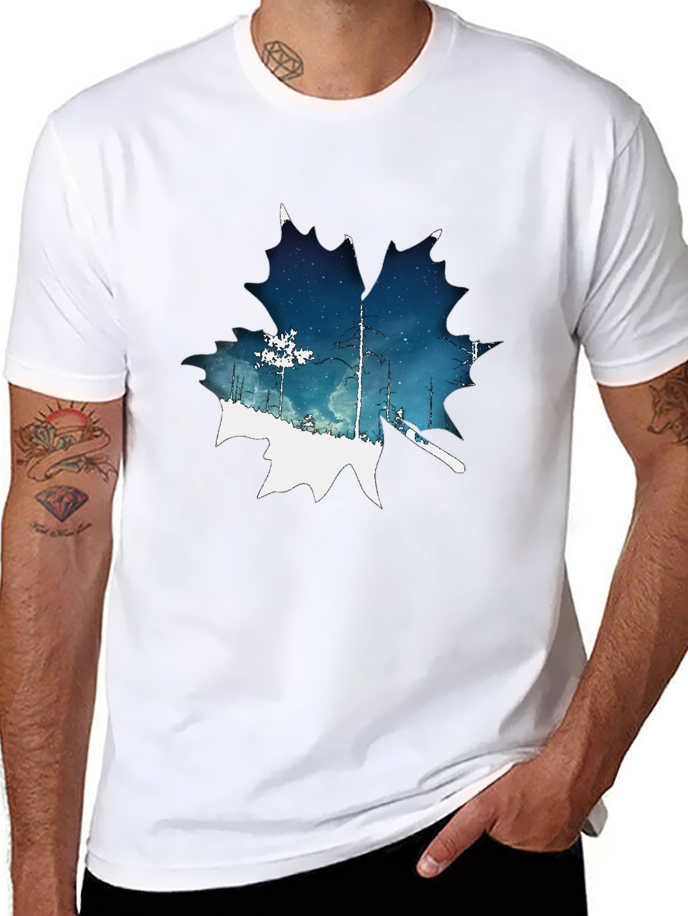 Nature Inspired Maple Leaf Graphic T-Shirt