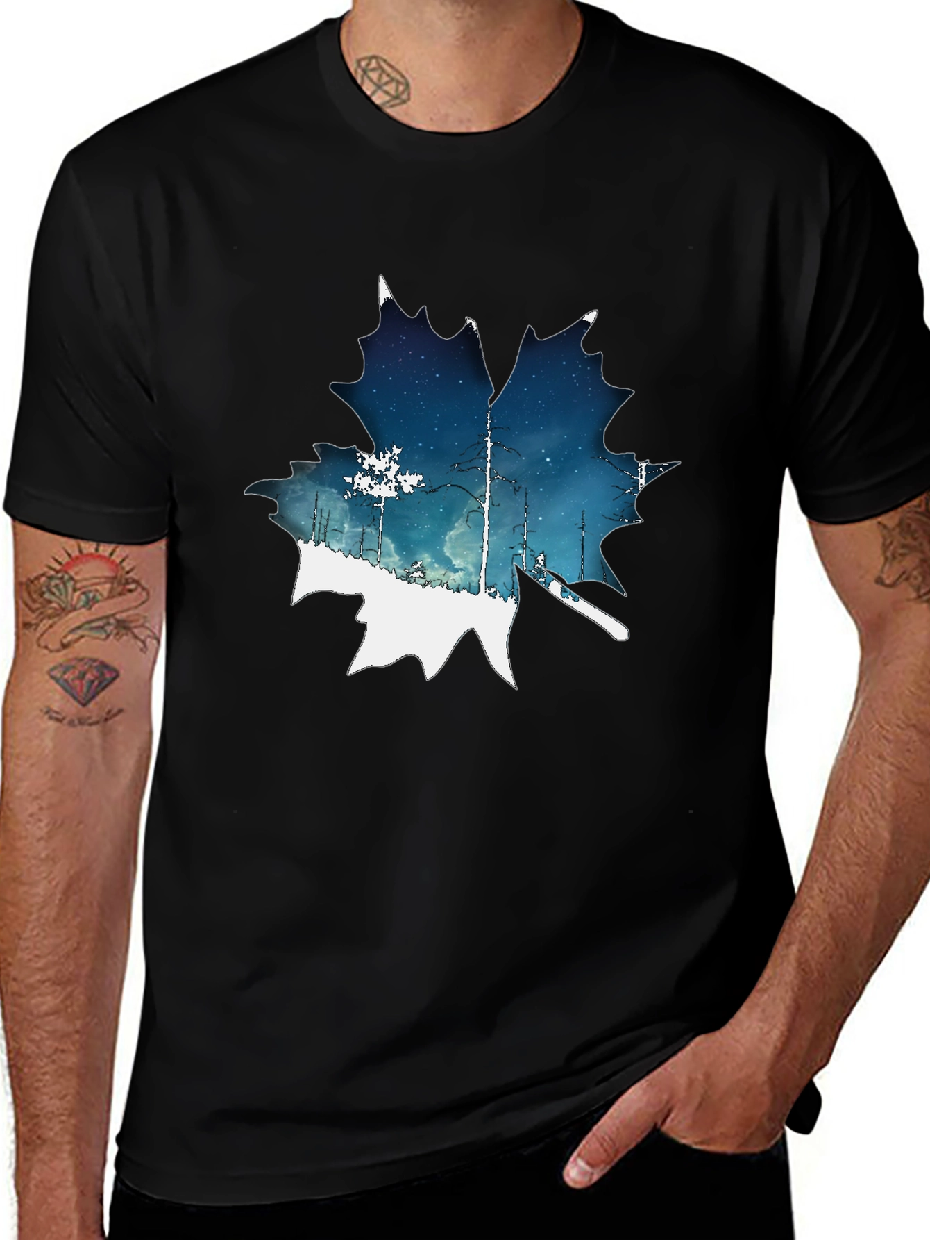 Nature Inspired Maple Leaf Graphic T-Shirt