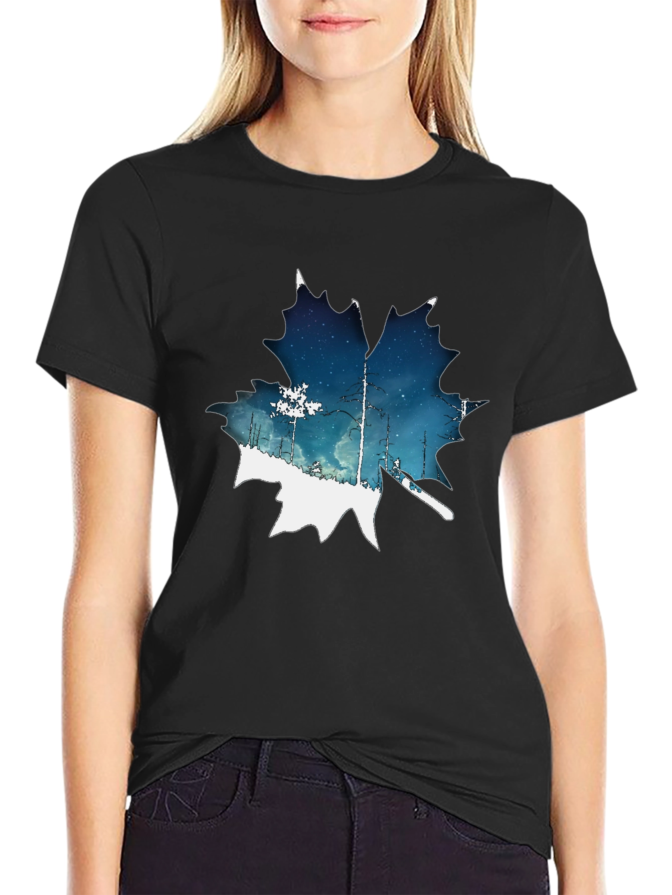 Nature Inspired Maple Leaf Graphic T-Shirt