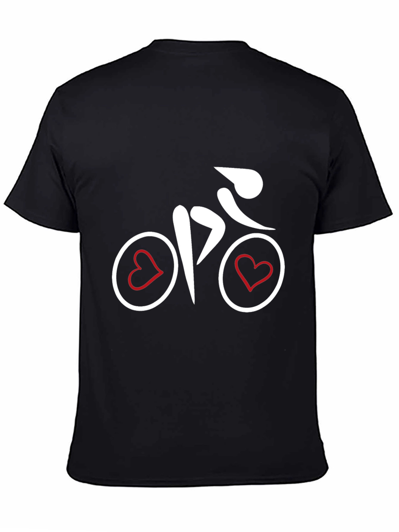 Heart Bicycle Graphic Tee - Black Cotton Shirt