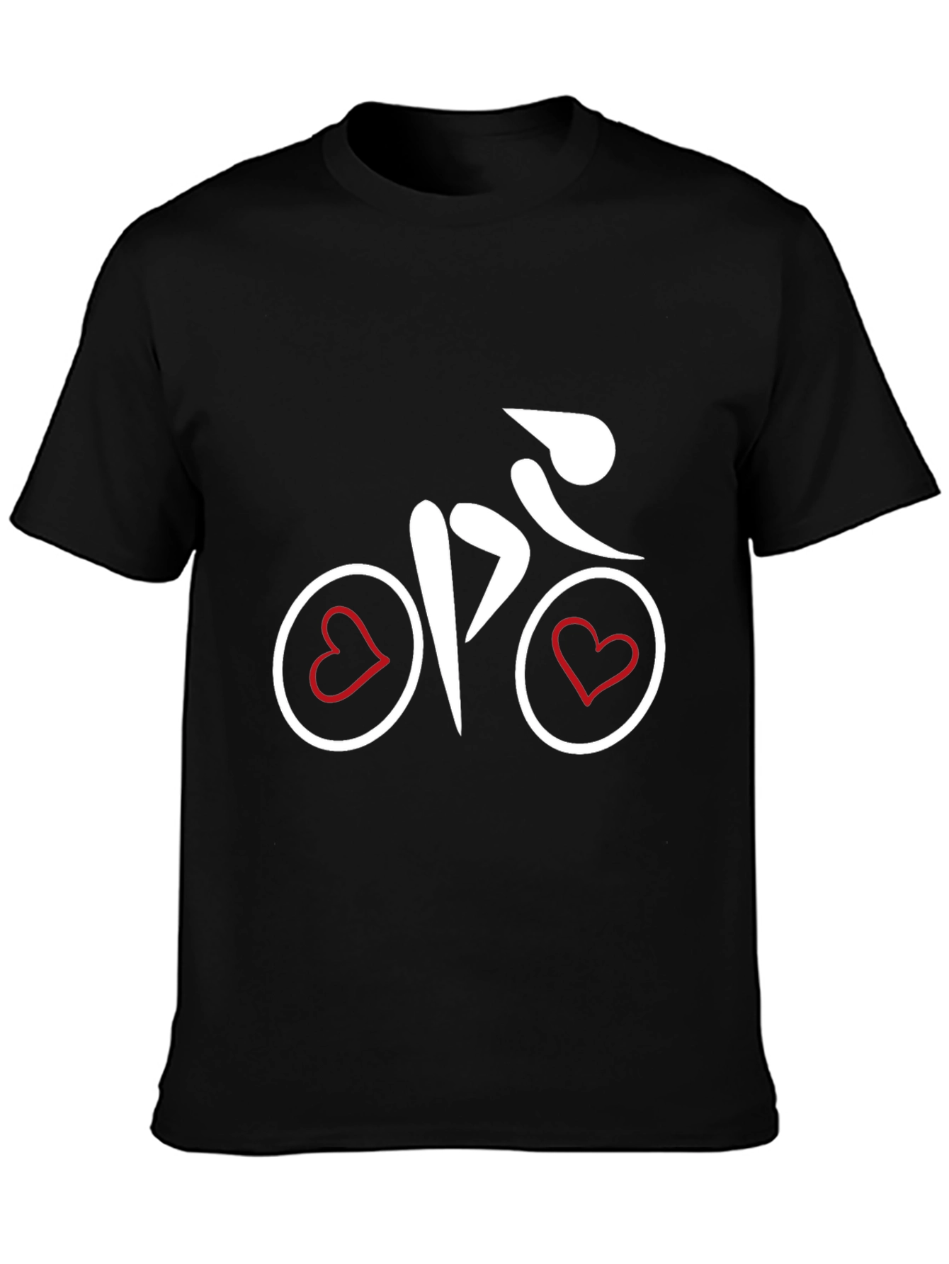 Heart Bicycle Graphic Tee - Black Cotton Shirt