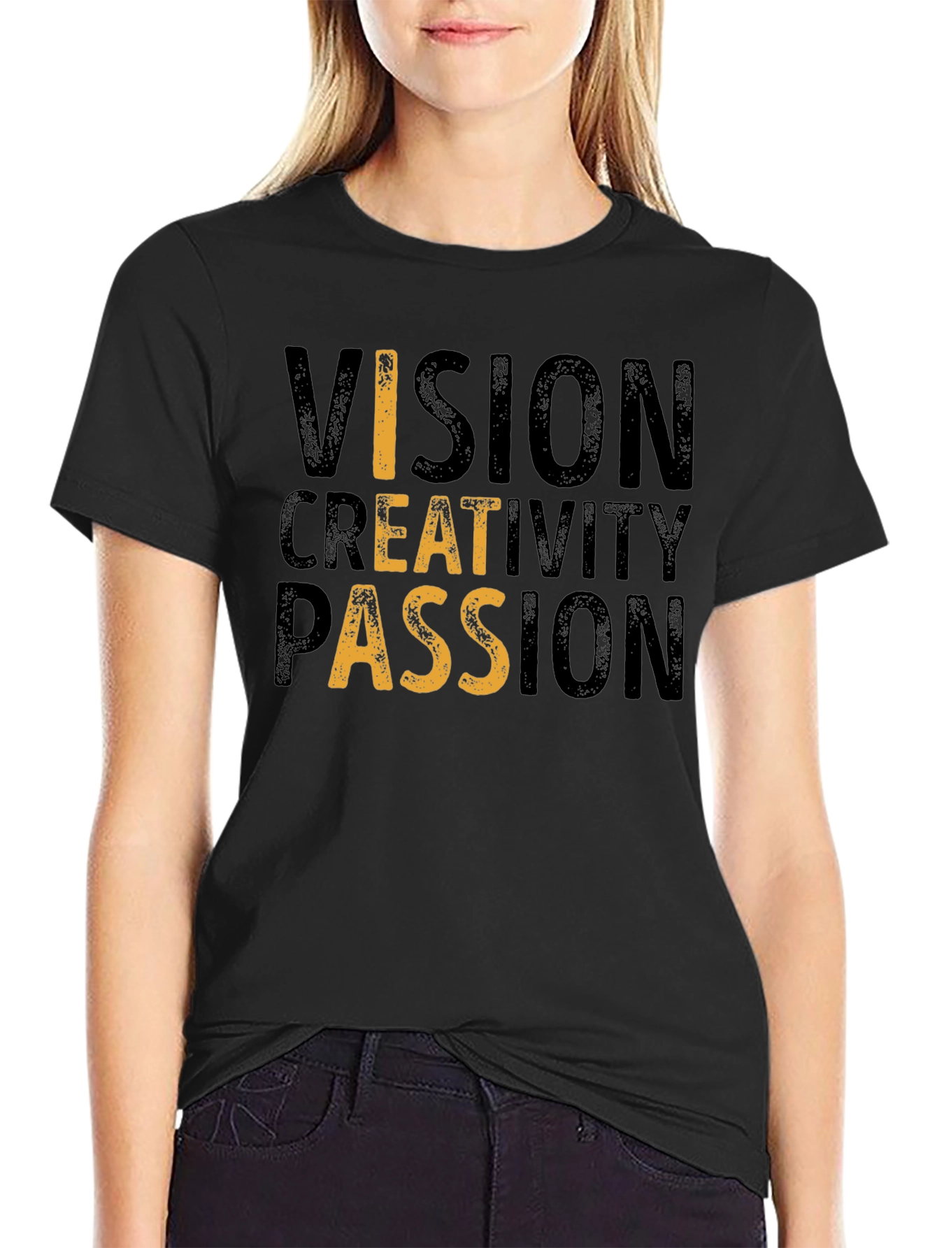 Vision Creativity Passion Black Graphic Tee