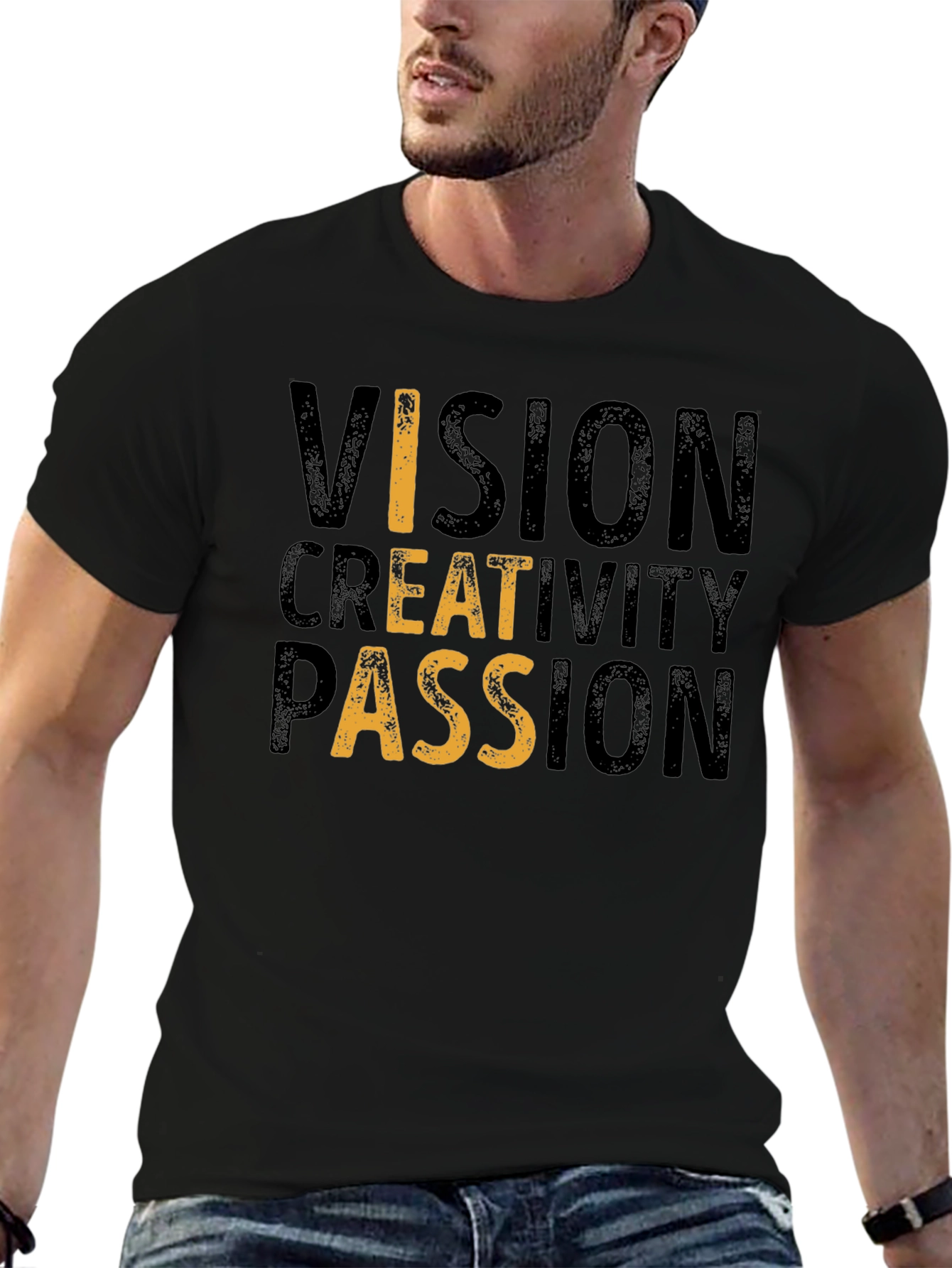 Vision Creativity Passion Black Graphic Tee