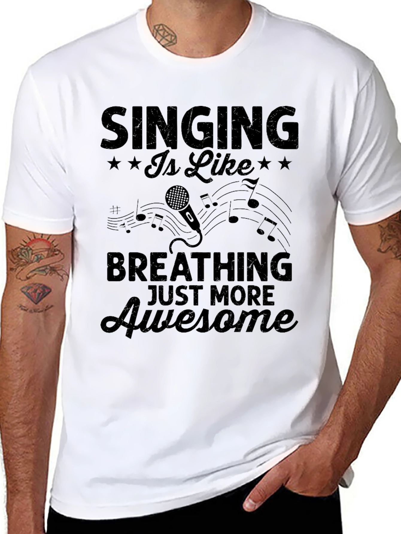 Singing is Like Breathing Awesome Black T-Shirt