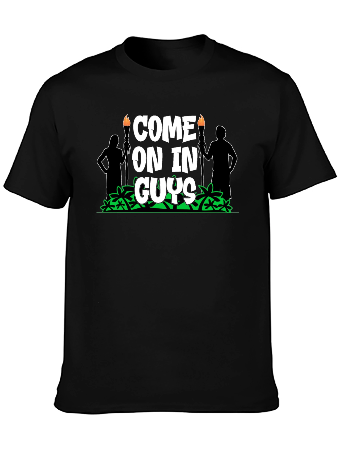 Come On In Guys Black Graphic Tee