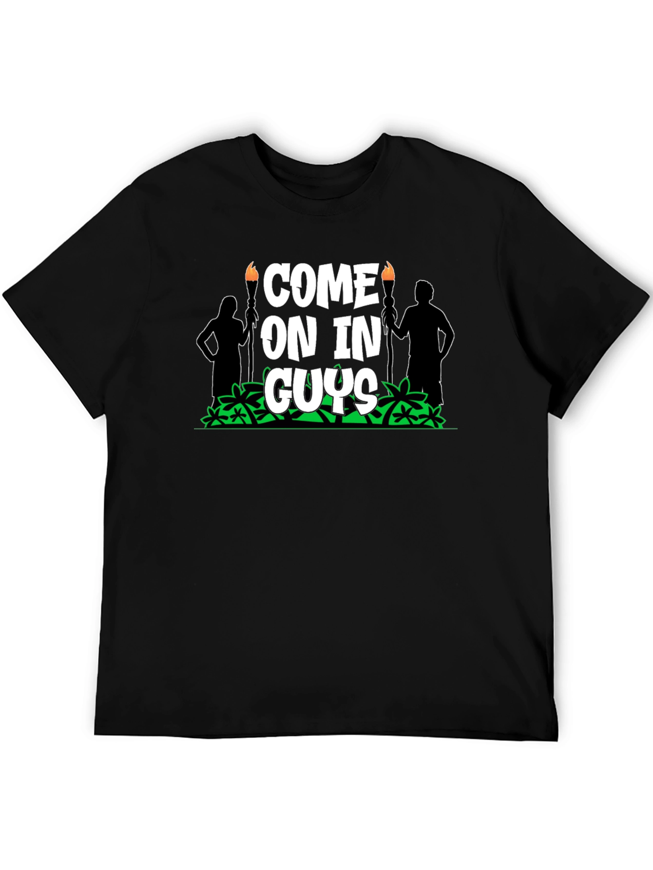 Come On In Guys Black Graphic Tee