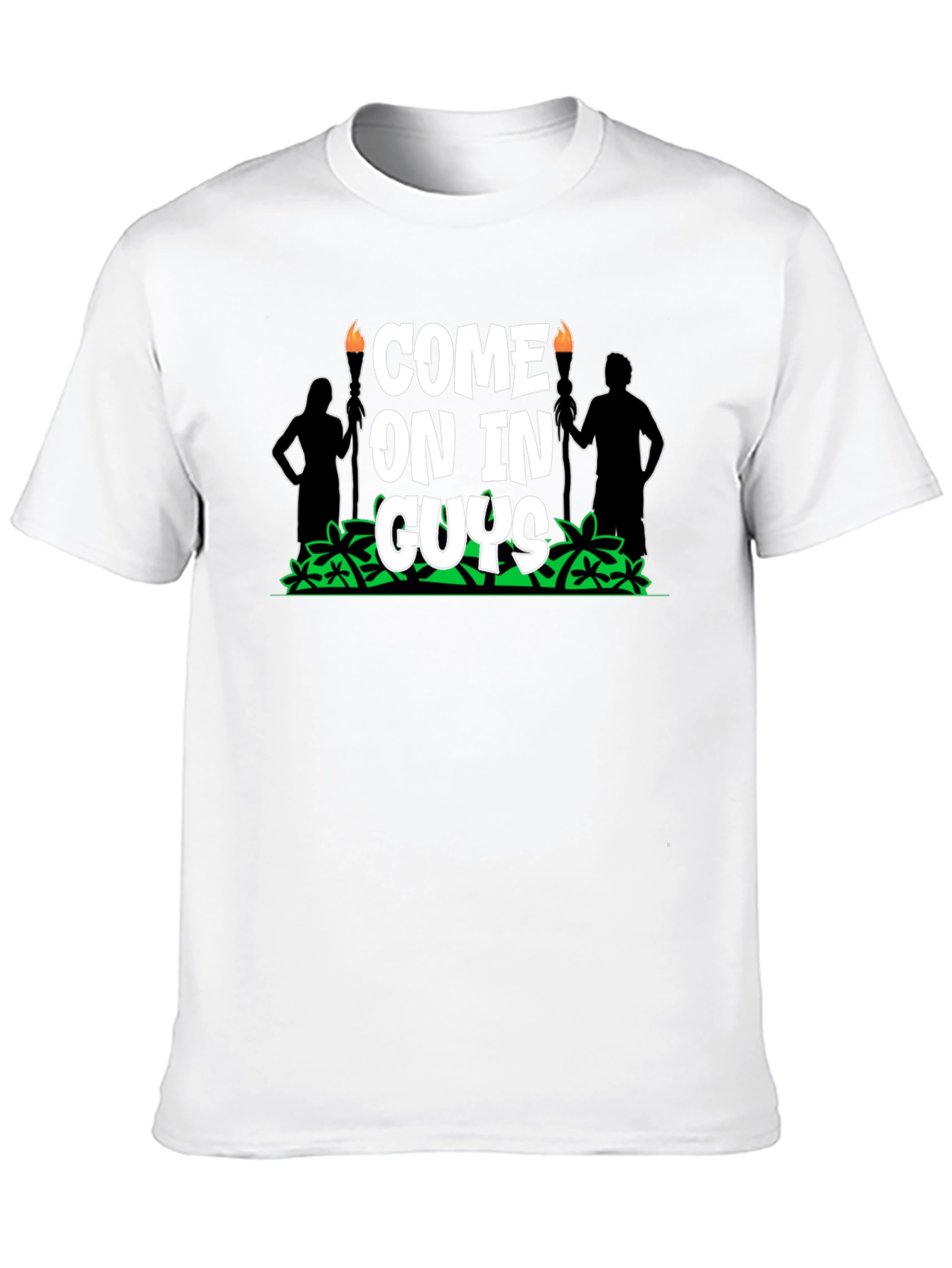 Come On In Guys Black Graphic Tee