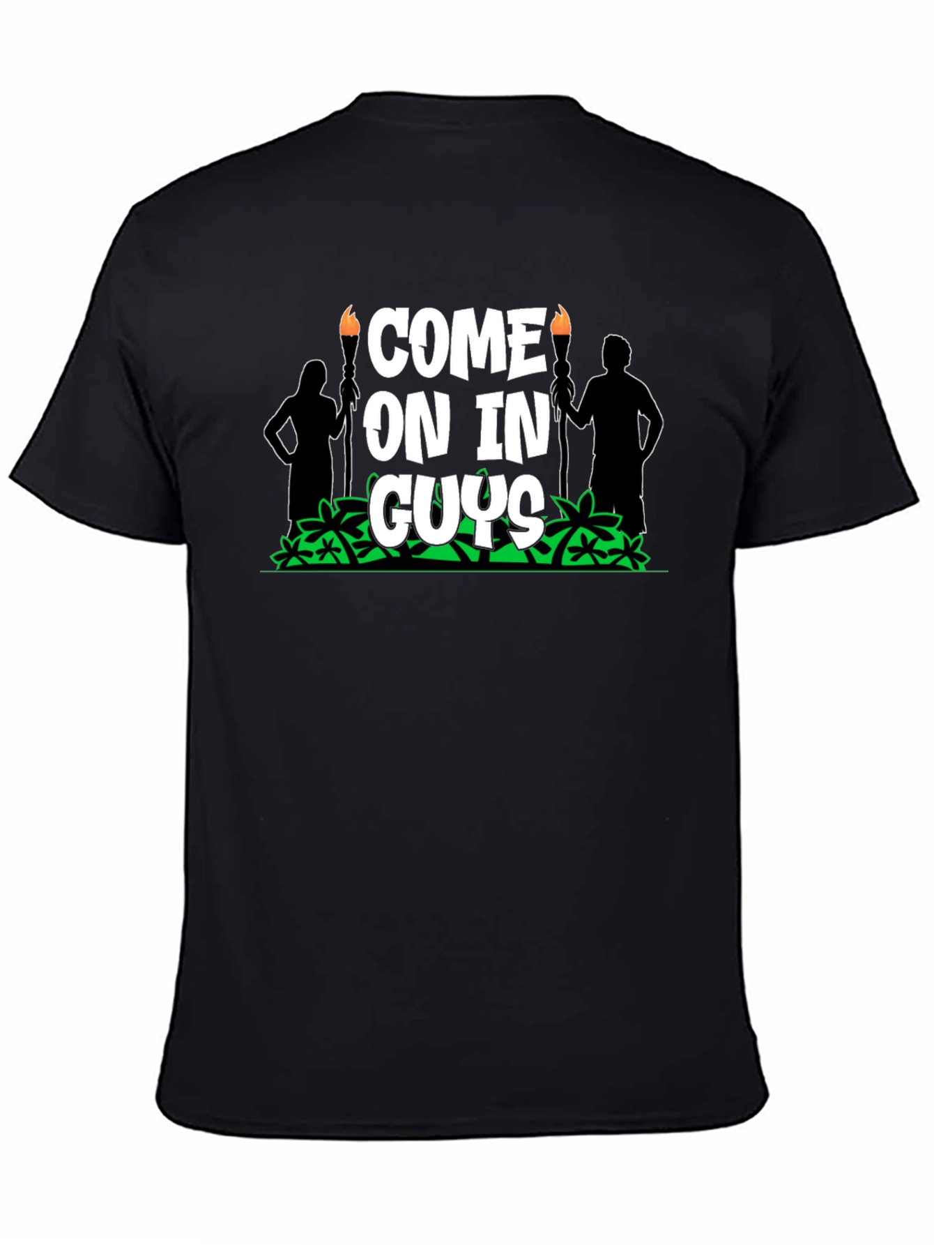 Come On In Guys Black Graphic Tee