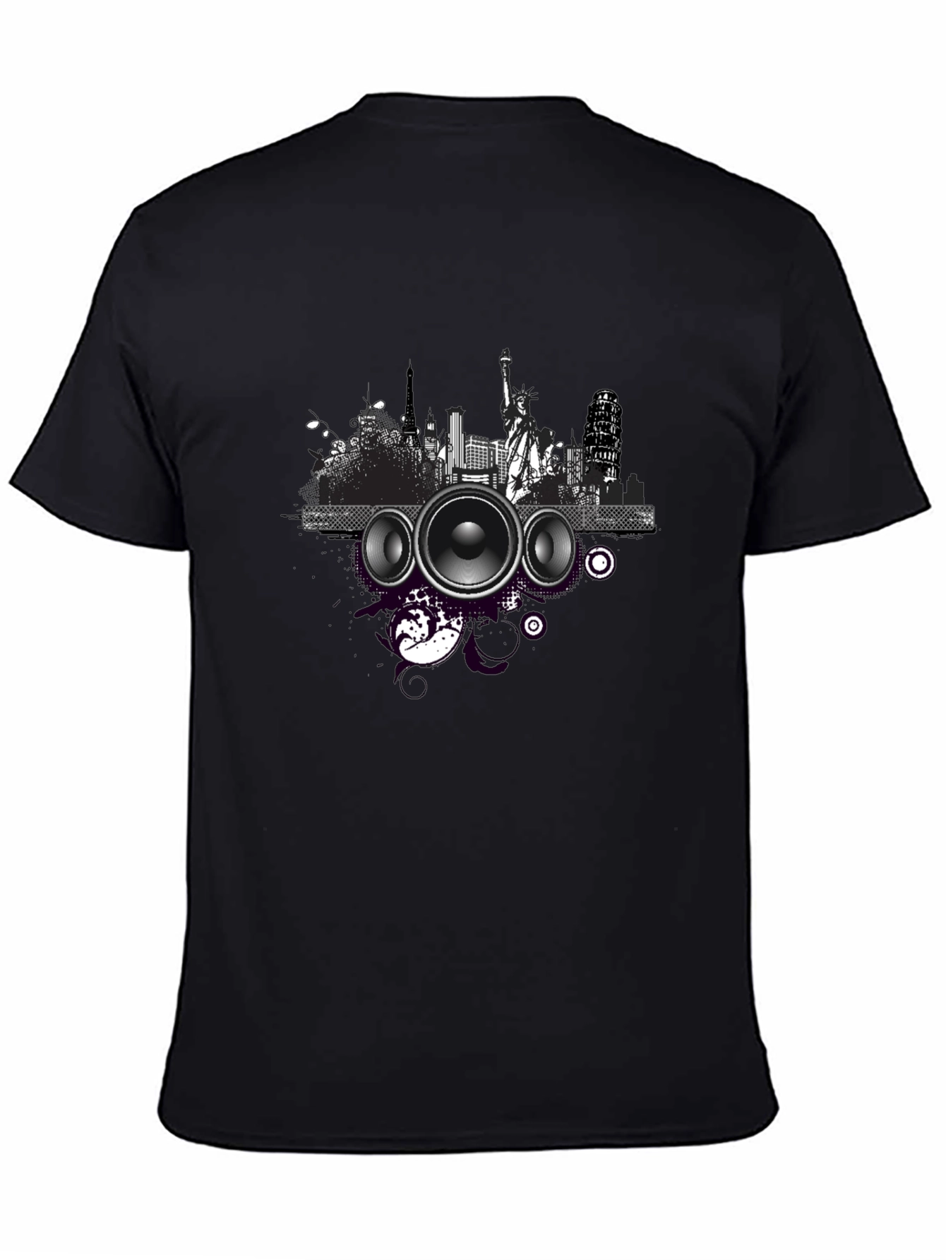 Cityscape Speaker Graphic T-Shirt - Black
