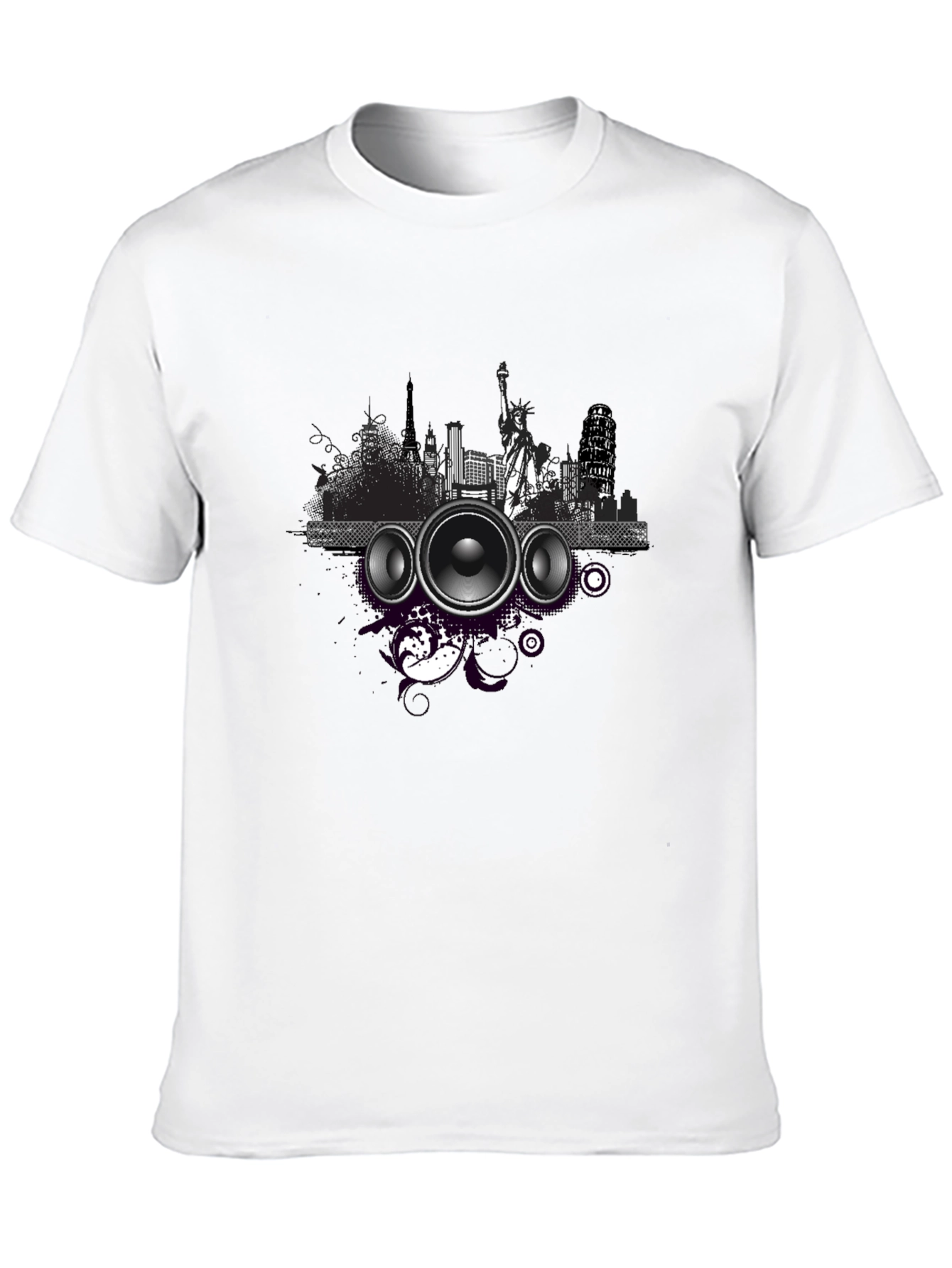 Cityscape Speaker Graphic T-Shirt - Black