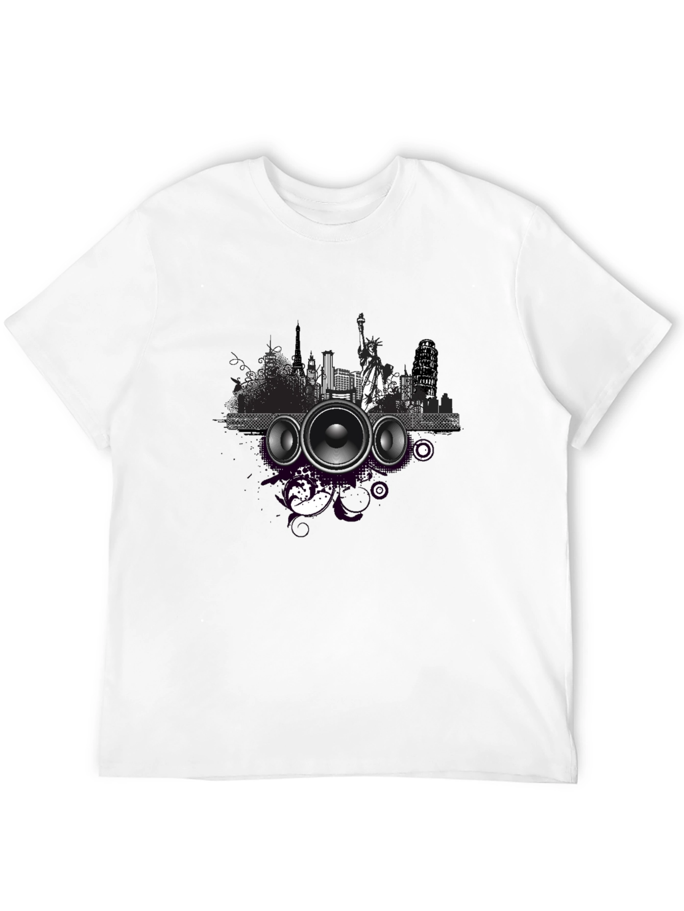 Cityscape Speaker Graphic T-Shirt - Black