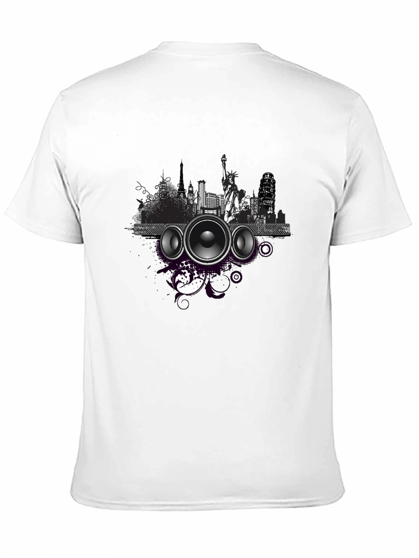 Cityscape Speaker Graphic T-Shirt - Black