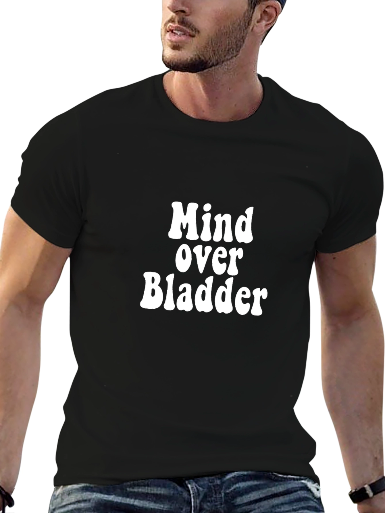 Mind Over Bladder Black Graphic T-Shirt