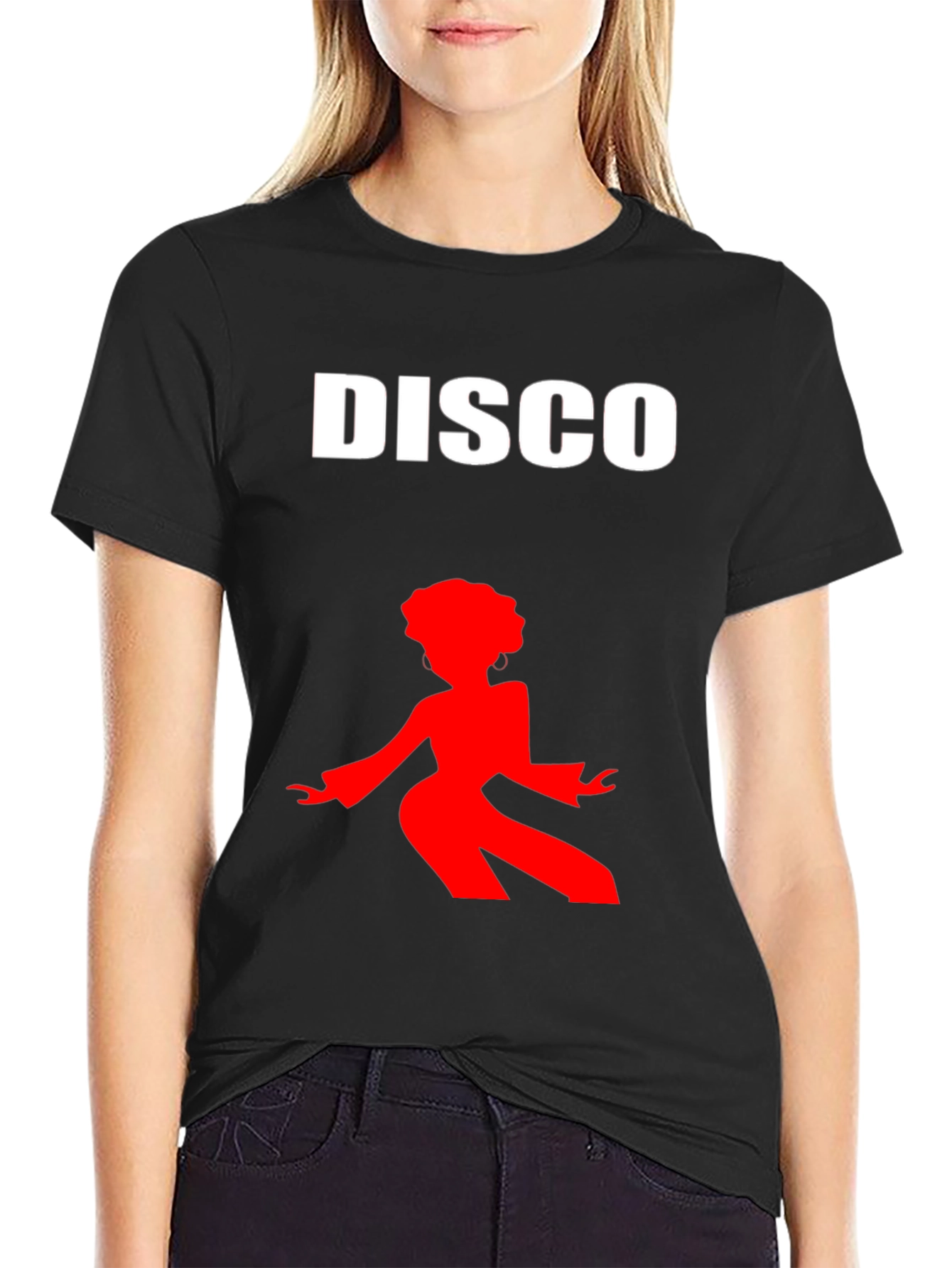 Retro Disco Graphic Tee - Black Cotton T-Shirt