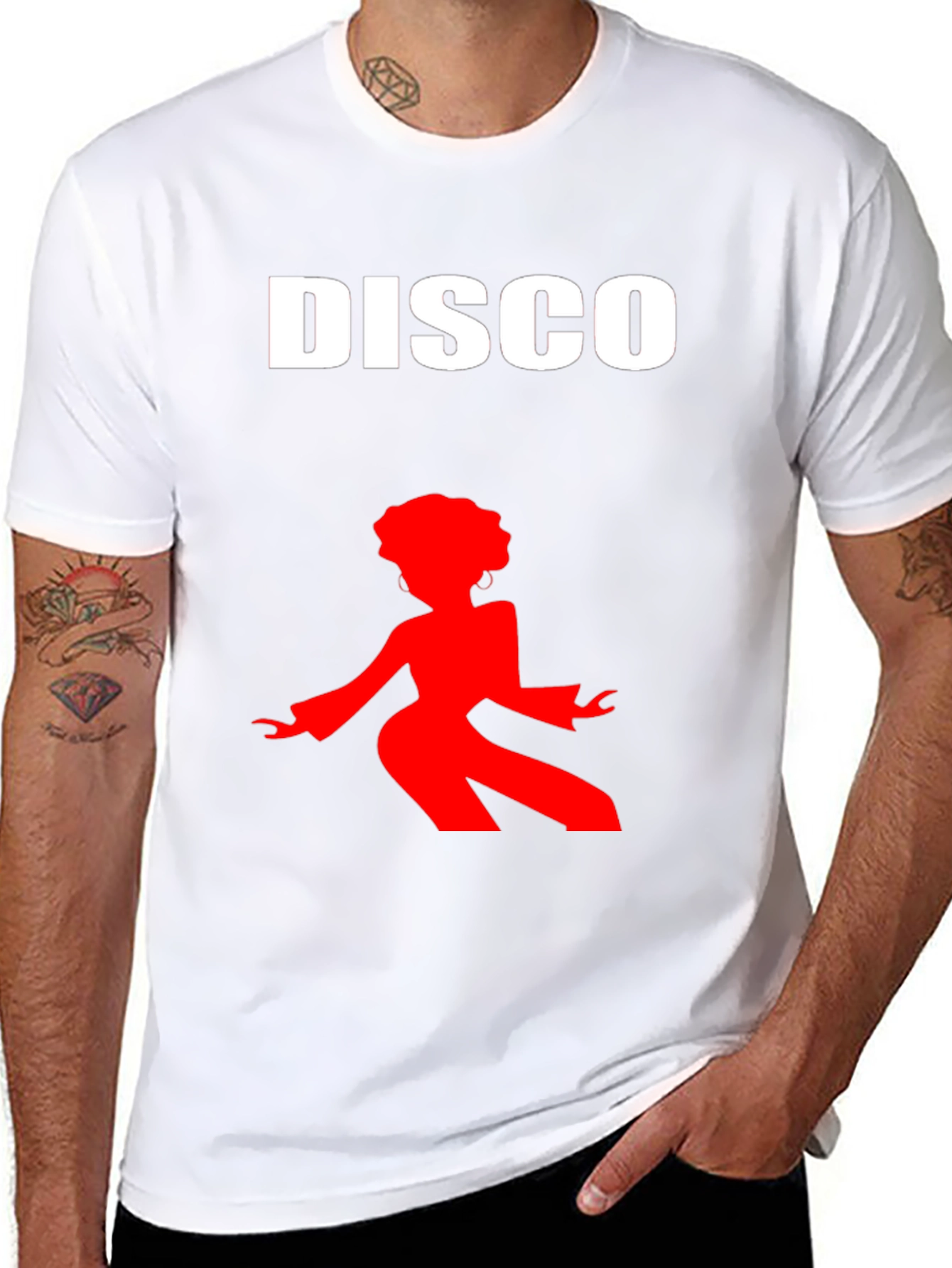 Retro Disco Graphic Tee - Black Cotton T-Shirt
