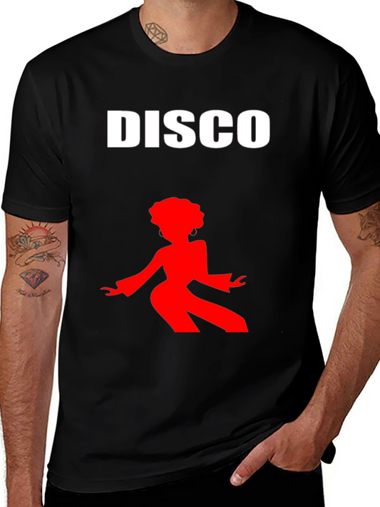 Retro Disco Graphic Tee - Black Cotton T-Shirt