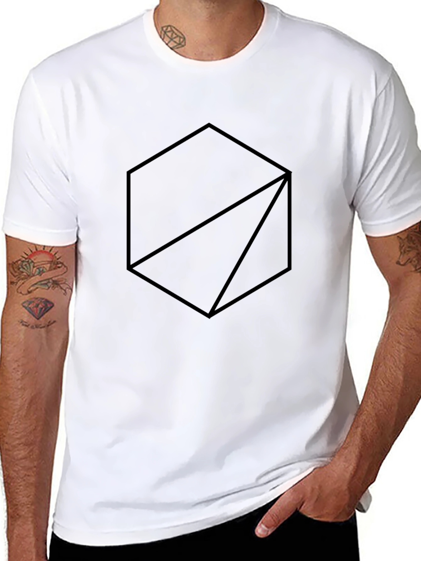 Geometric Graphic Tee - Modern Design in Black