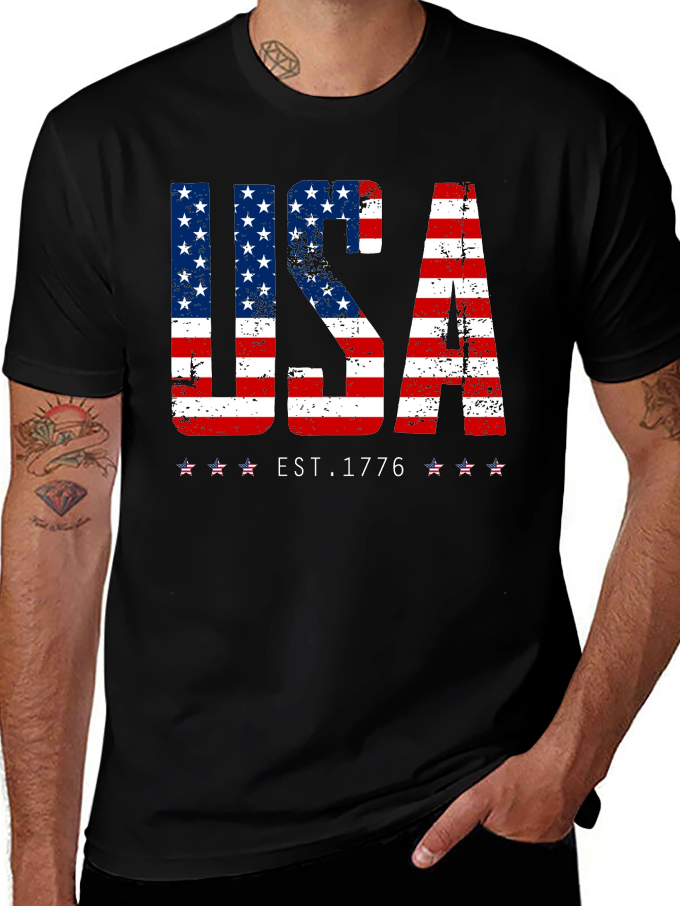 USA Flag Patriotic T-Shirt - EST. 1776
