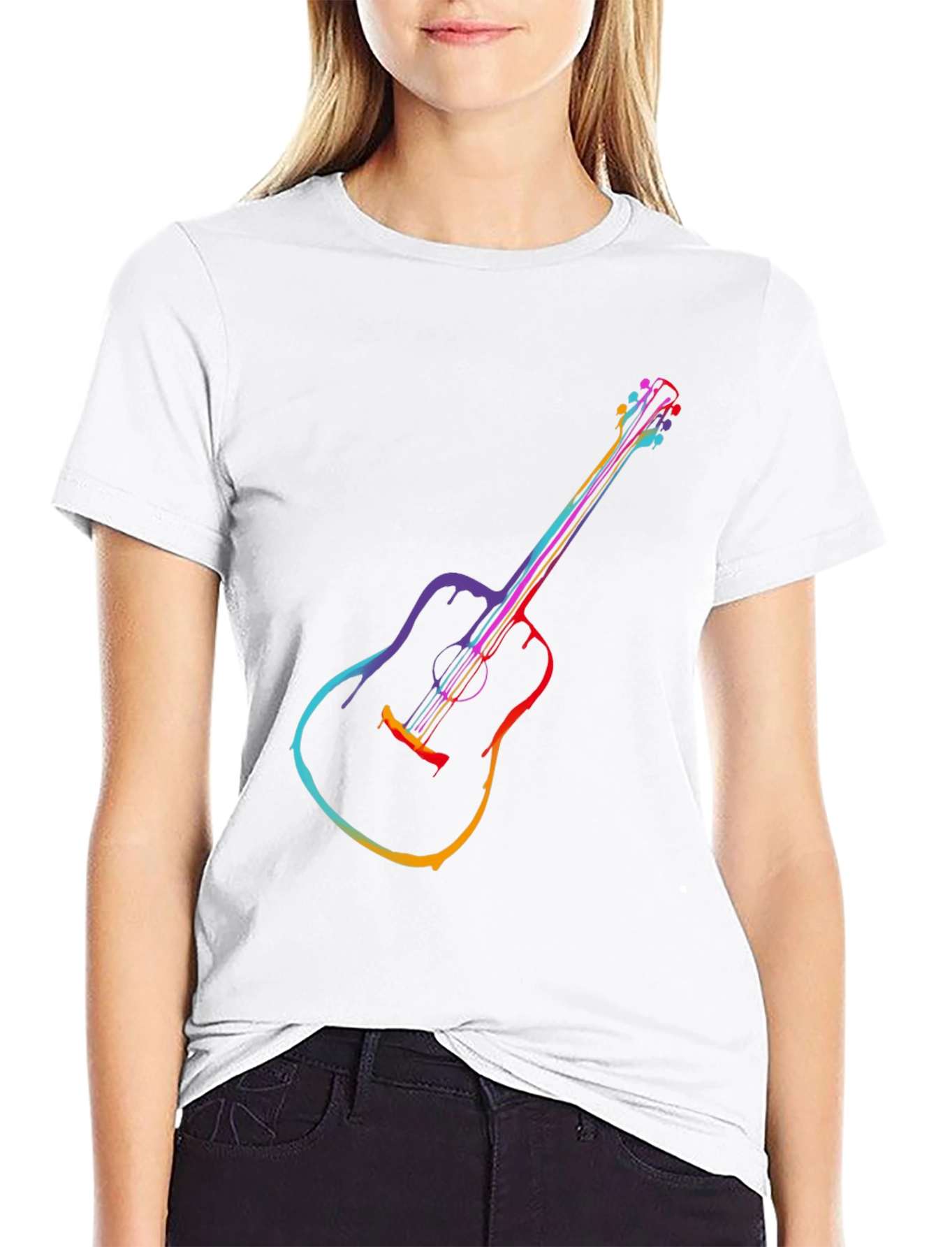 Rainbow Guitar Graphic Tee - Mens Black T-Shirt