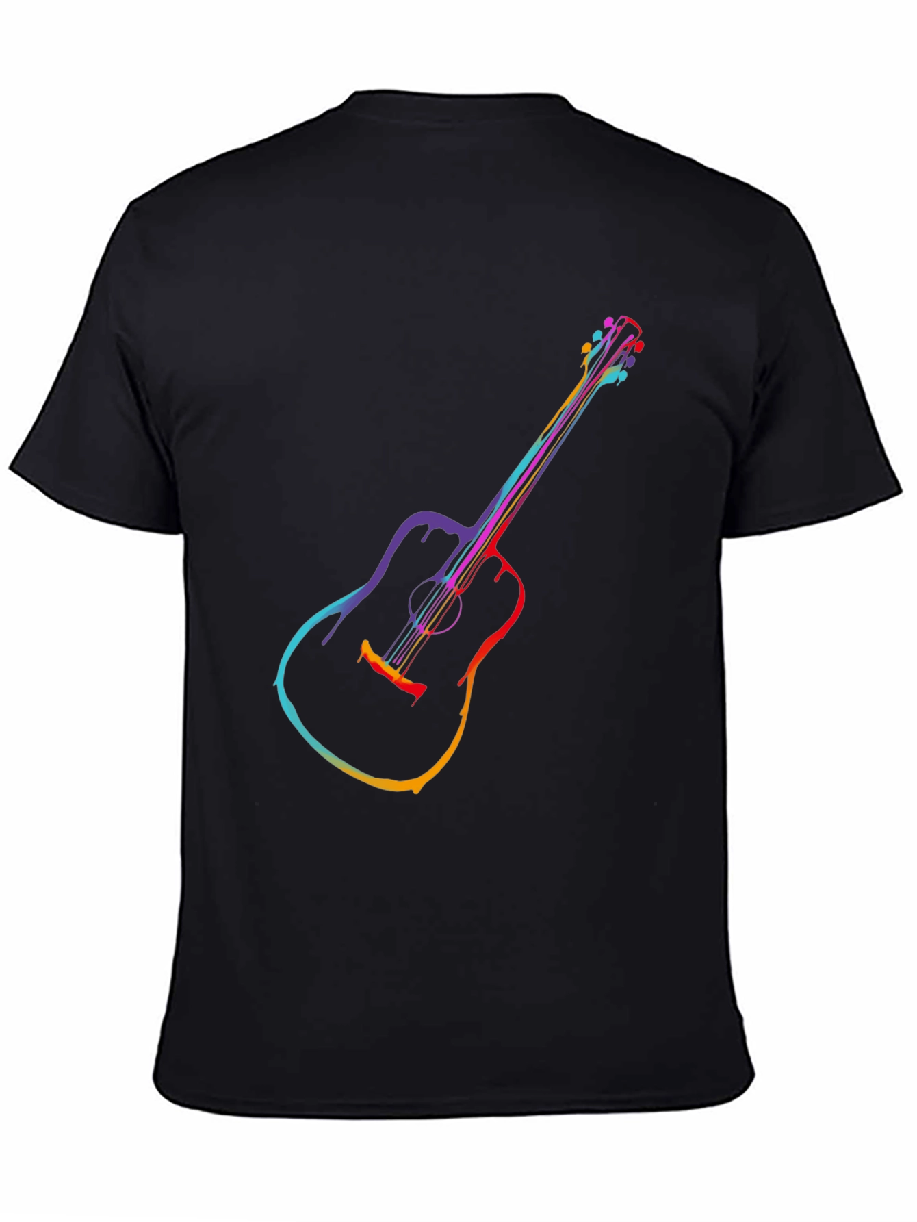 Rainbow Guitar Graphic Tee - Mens Black T-Shirt