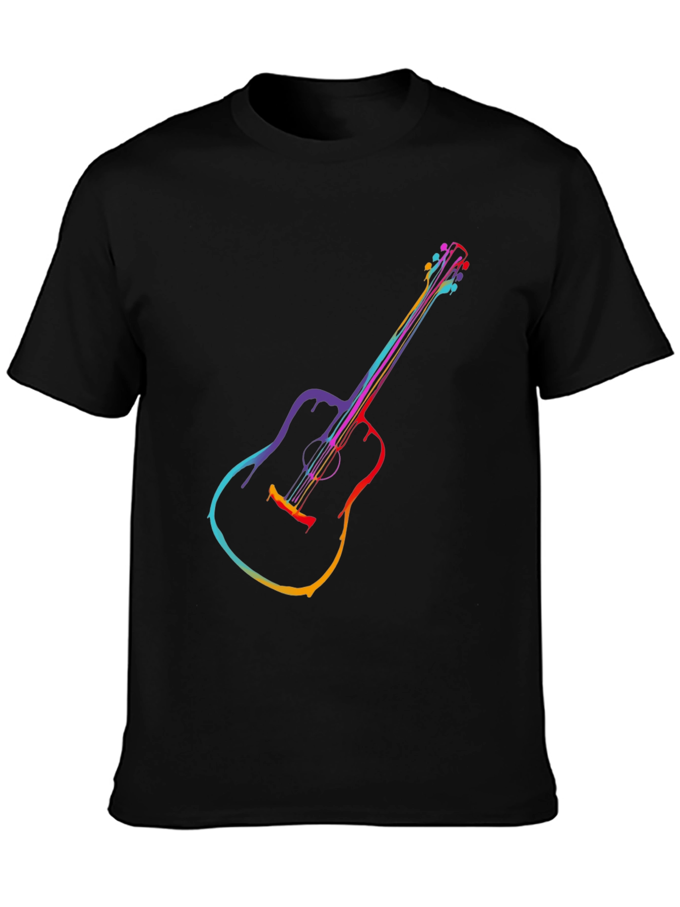Rainbow Guitar Graphic Tee - Mens Black T-Shirt