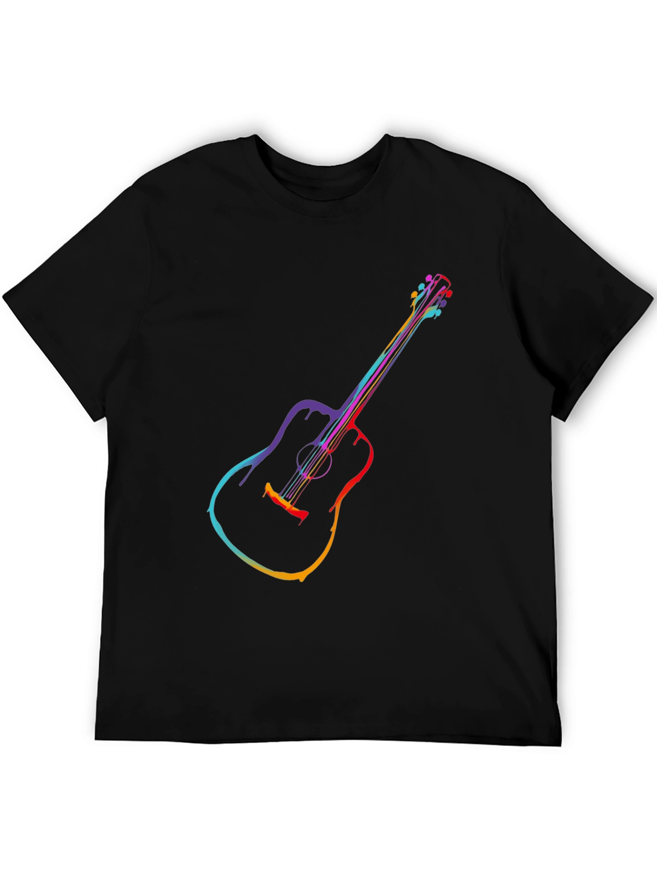 Rainbow Guitar Graphic Tee - Mens Black T-Shirt