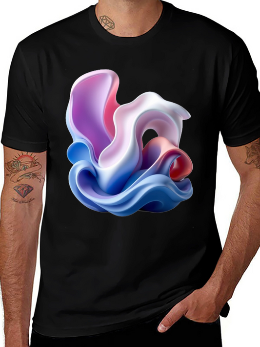Abstract Swirl Graphic Tee - Modern Art Style