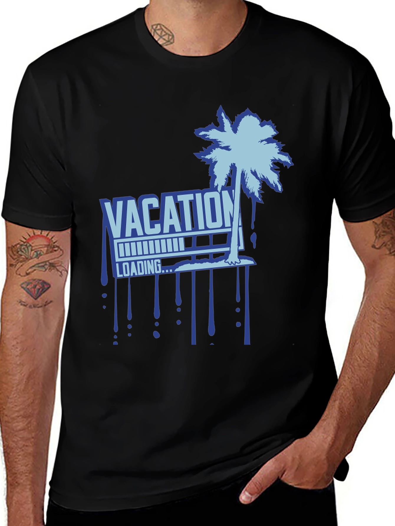 Vacation Loading Palm Tree Graphic T-Shirt