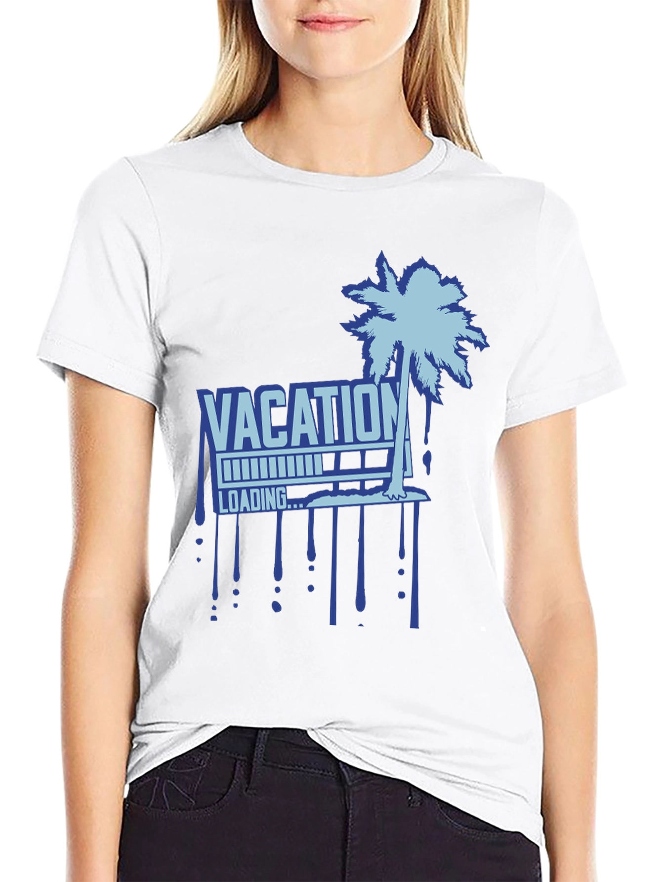 Vacation Loading Palm Tree Graphic T-Shirt