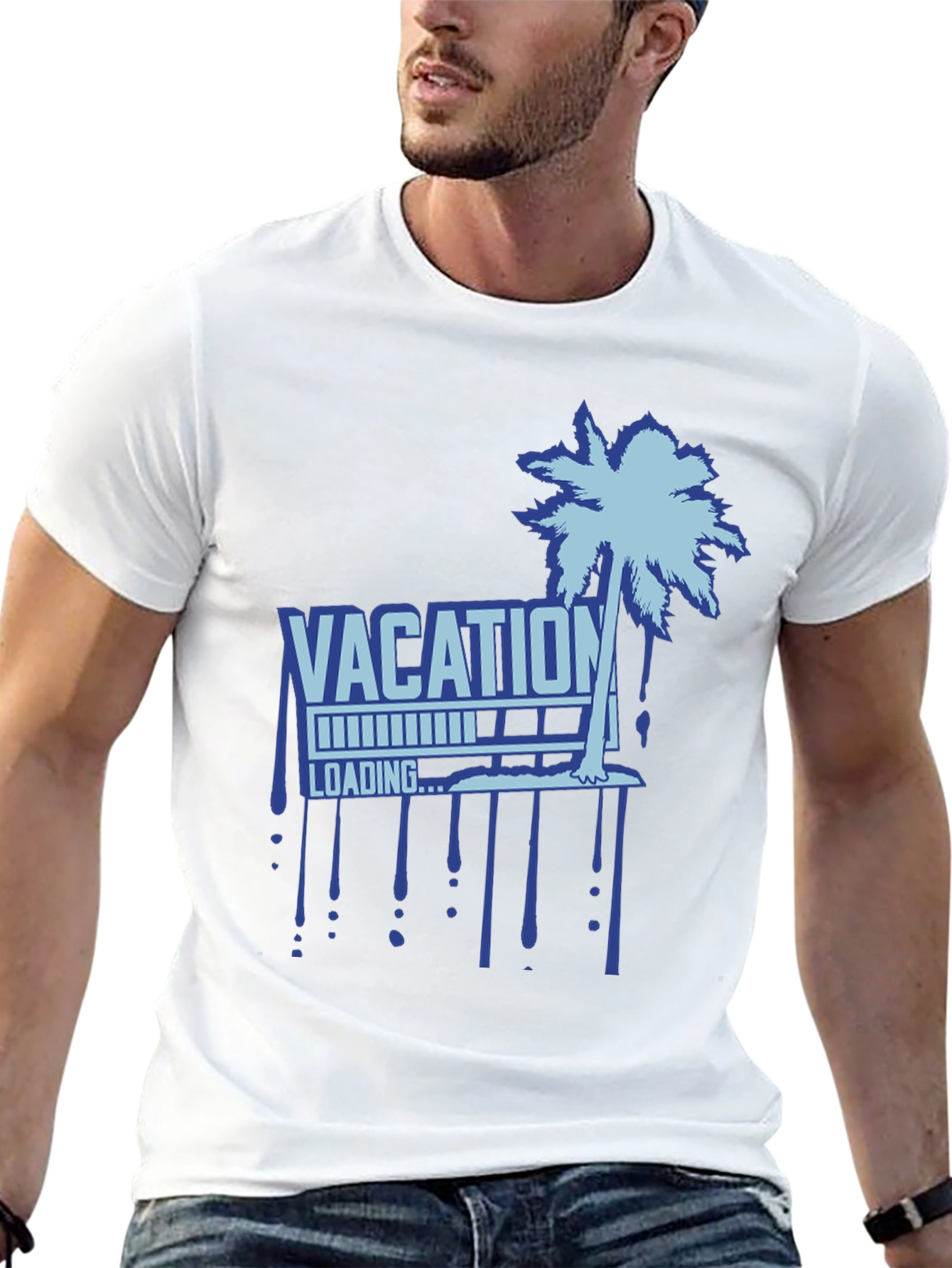 Vacation Loading Palm Tree Graphic T-Shirt