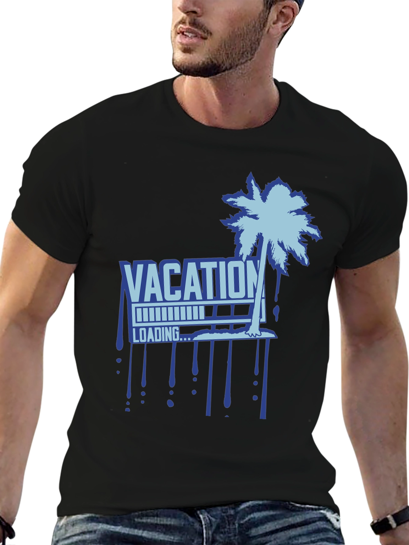 Vacation Loading Palm Tree Graphic T-Shirt