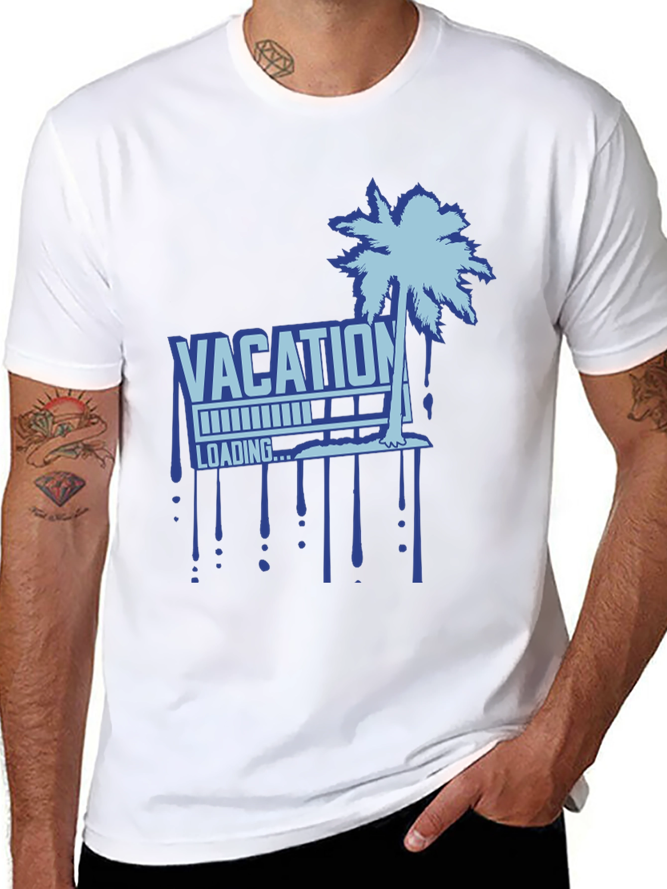 Vacation Loading Palm Tree Graphic T-Shirt