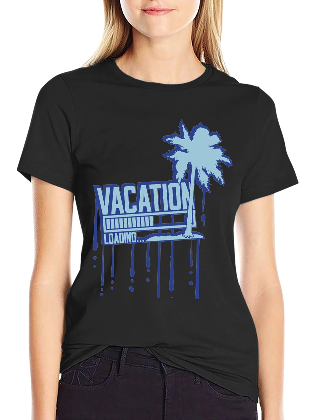 Vacation Loading Palm Tree Graphic T-Shirt