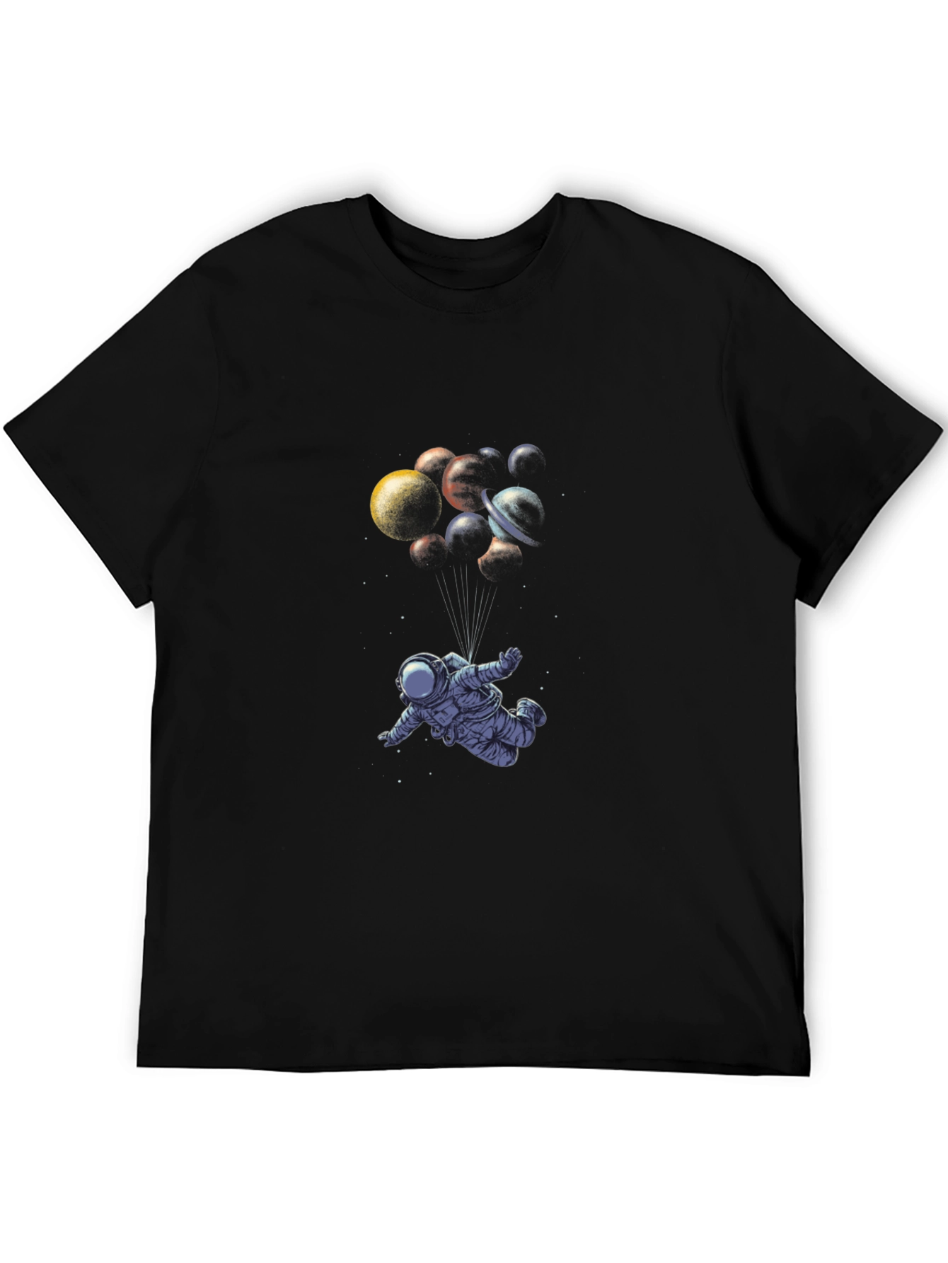 Astronaut Planets T-Shirt - Black Graphic Tee