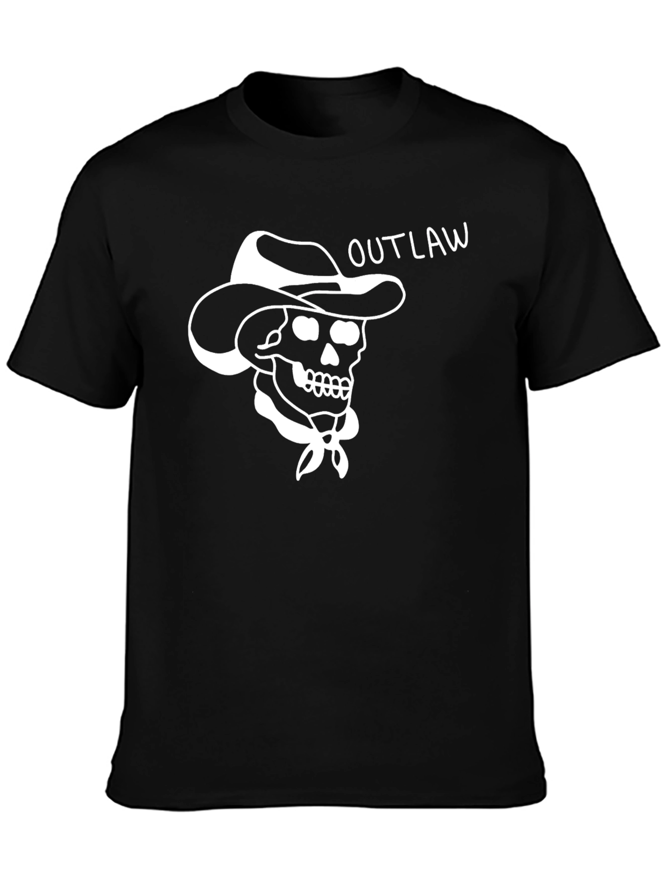 Outlaw Cowboy Skull Graphic Tee - Black
