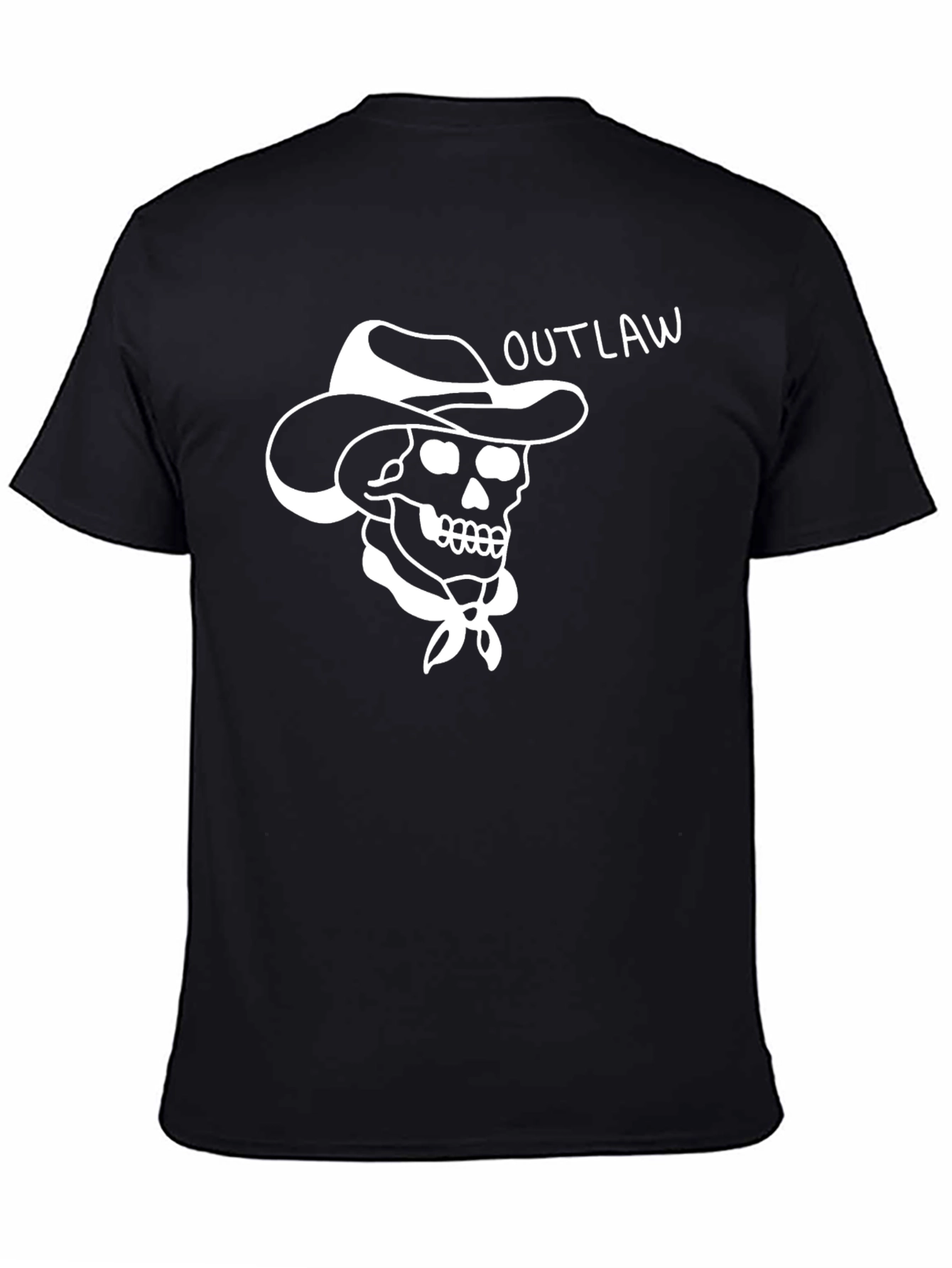 Outlaw Cowboy Skull Graphic Tee - Black