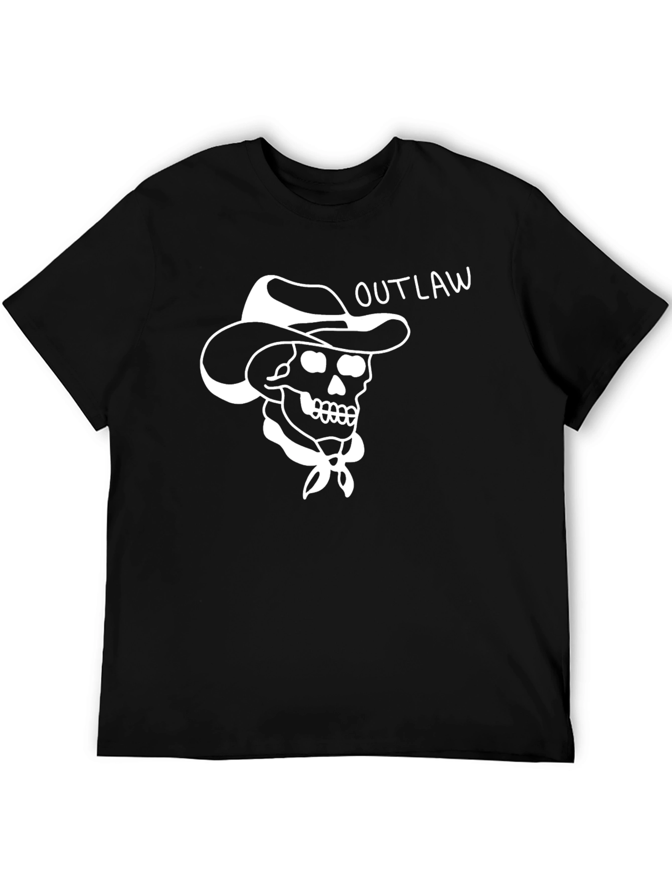 Outlaw Cowboy Skull Graphic Tee - Black