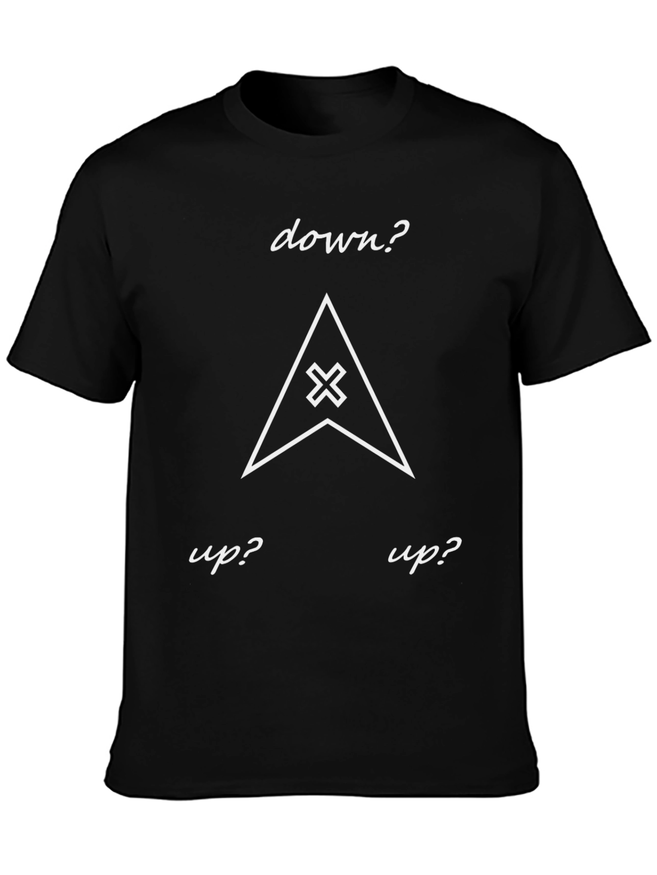 Up? Down? Graphic Tee - Black Cotton T-Shirt