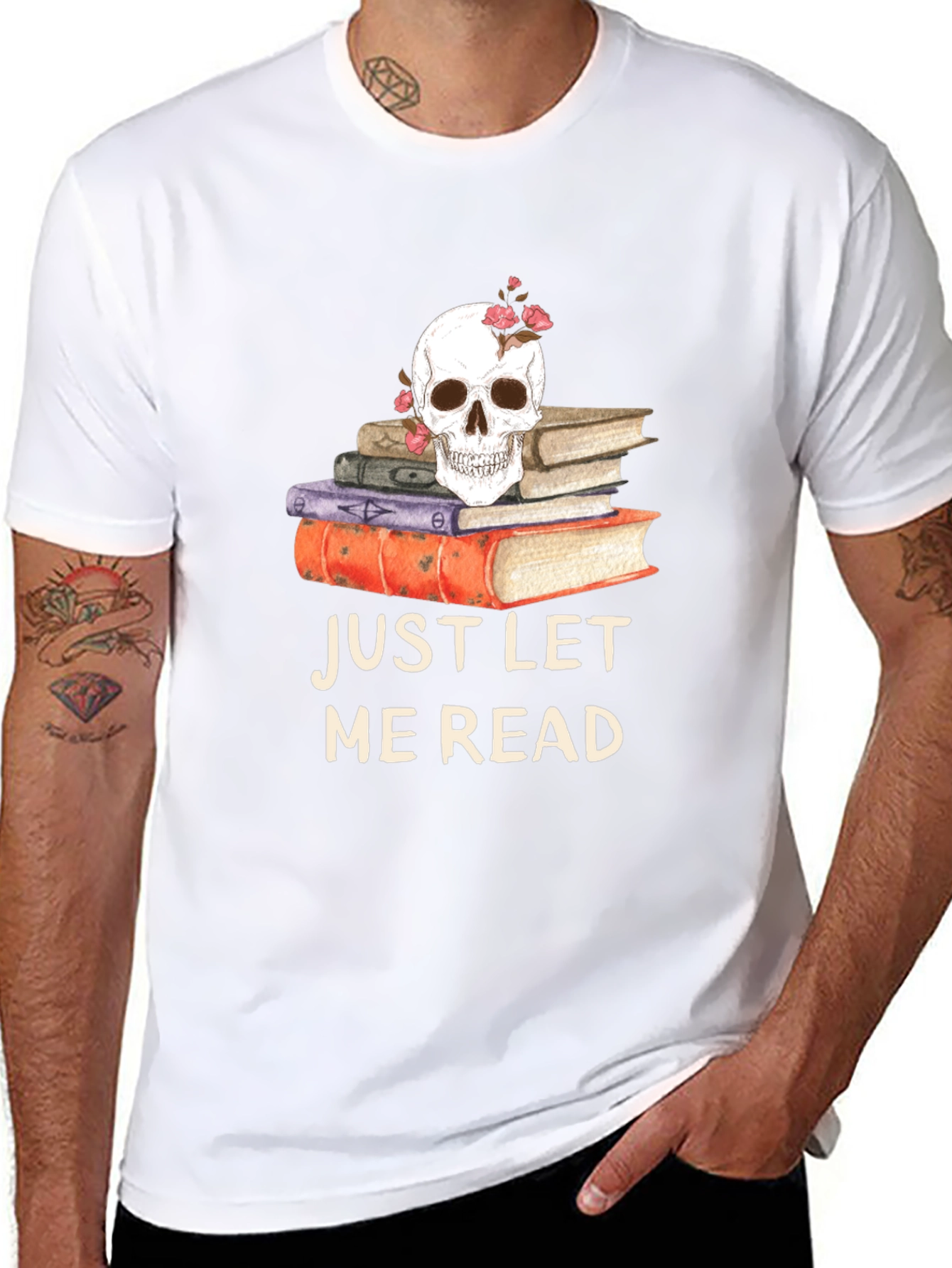 Skull & Books T-Shirt - Just Let Me Read