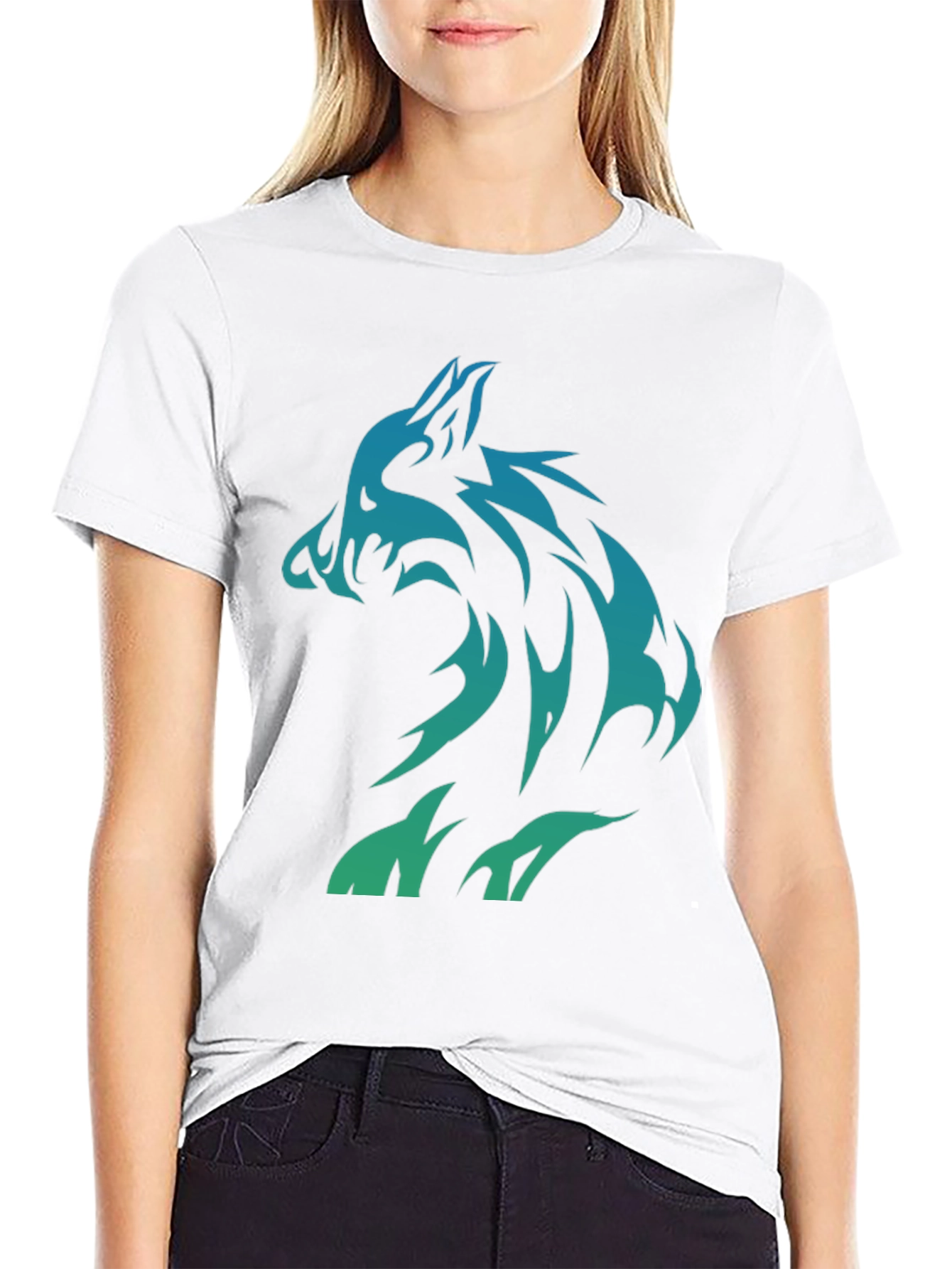 Tribal Wolf Graphic Print Mens T-Shirt