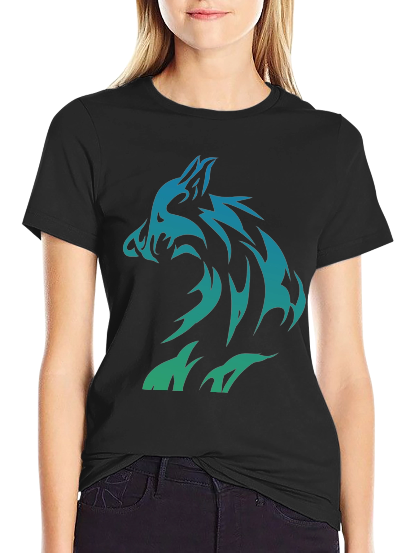 Tribal Wolf Graphic Print Mens T-Shirt