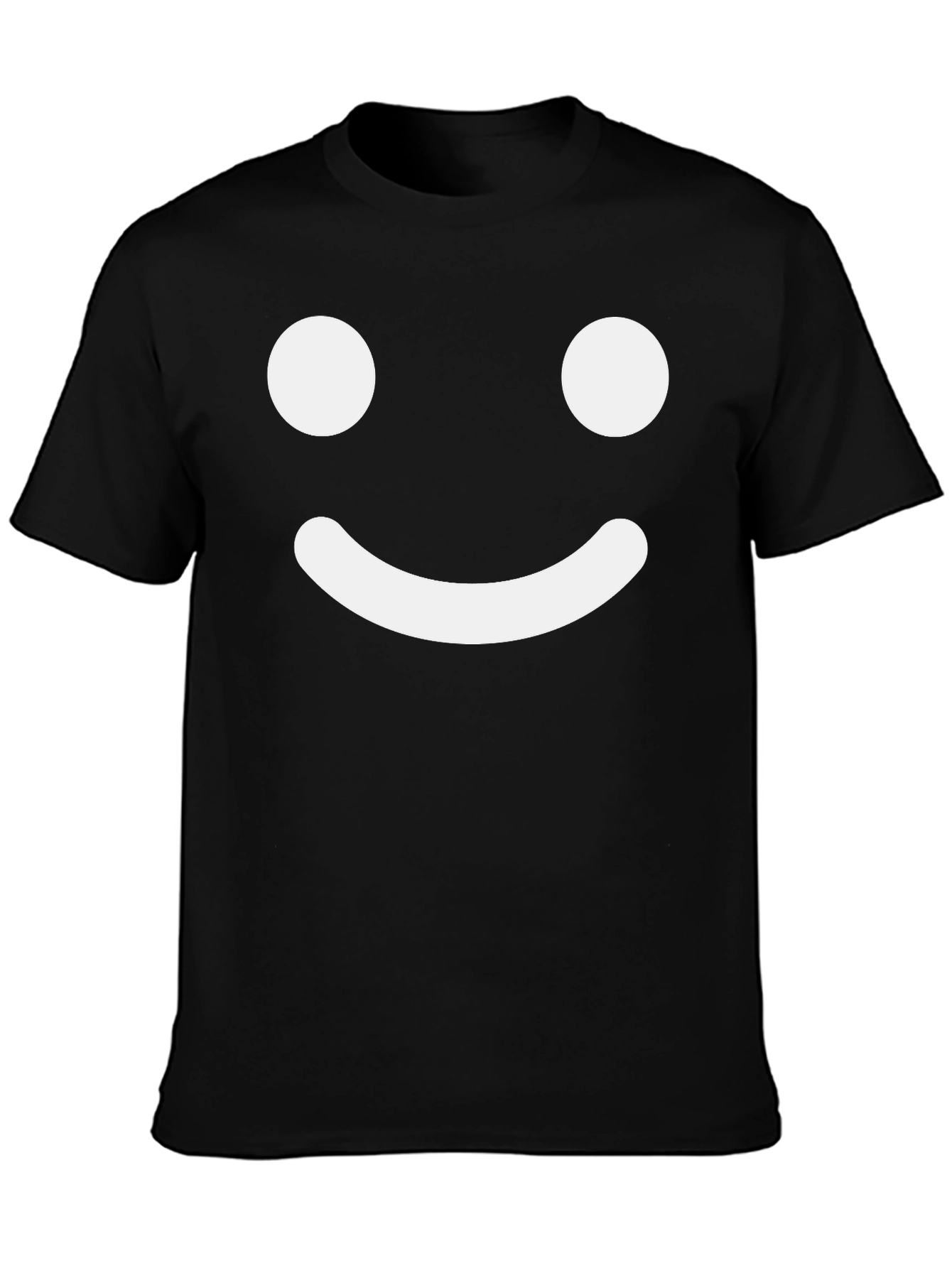 Happy Face Graphic Tee - Black Cotton Blend