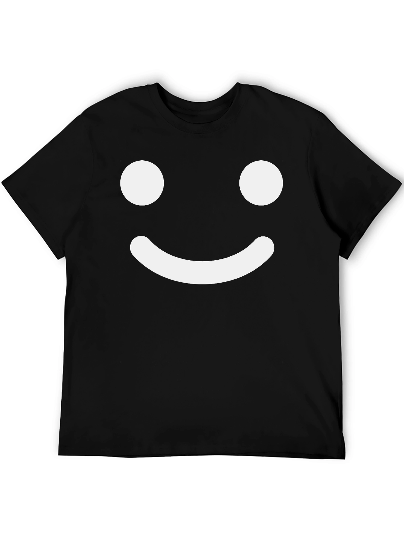 Happy Face Graphic Tee - Black Cotton Blend