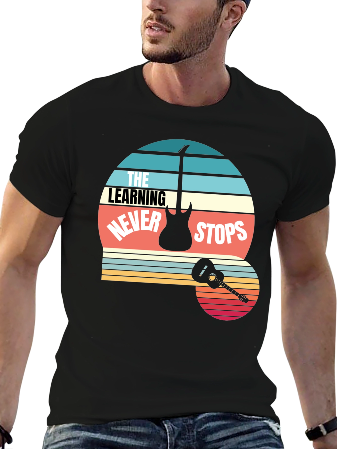 The Learning Never Stops Guitar T-Shirt