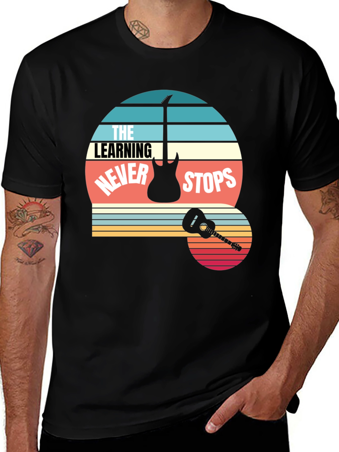 The Learning Never Stops Guitar T-Shirt