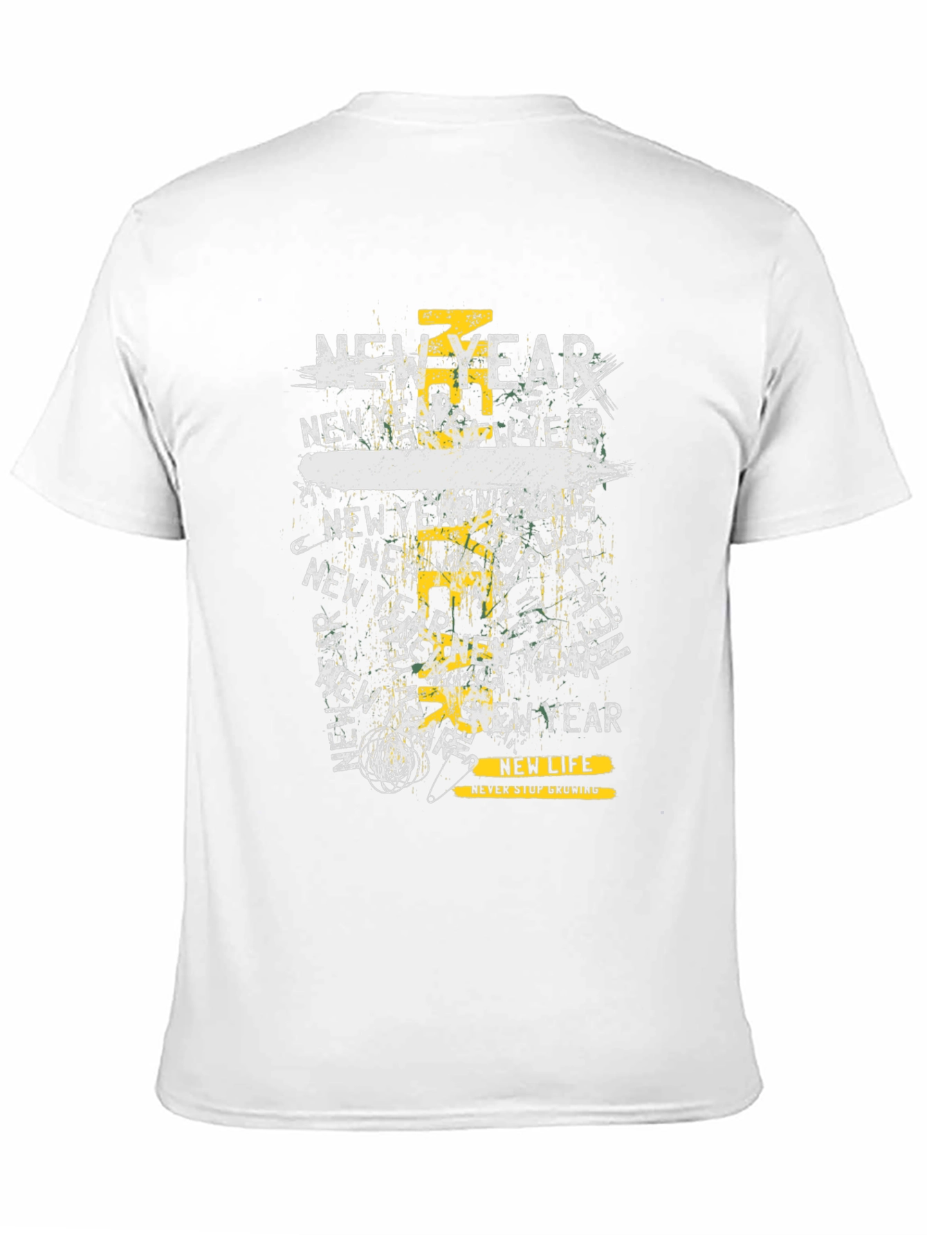 New Year Graphic Print Black T-Shirt