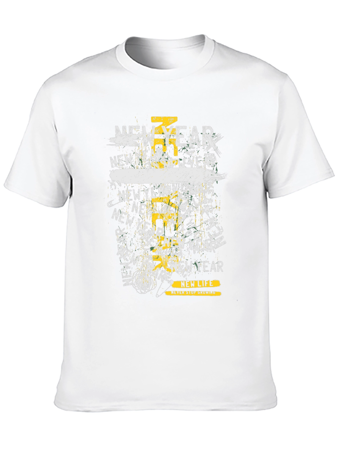 New Year Graphic Print Black T-Shirt