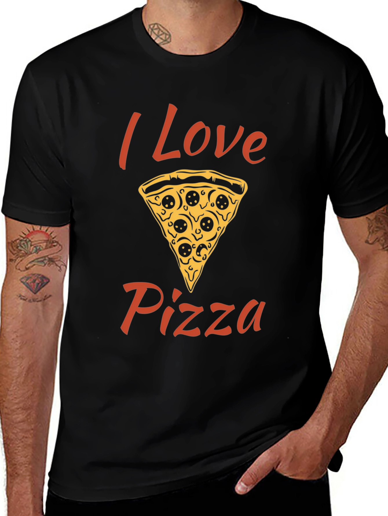 I Love Pizza Graphic T-Shirt - Black