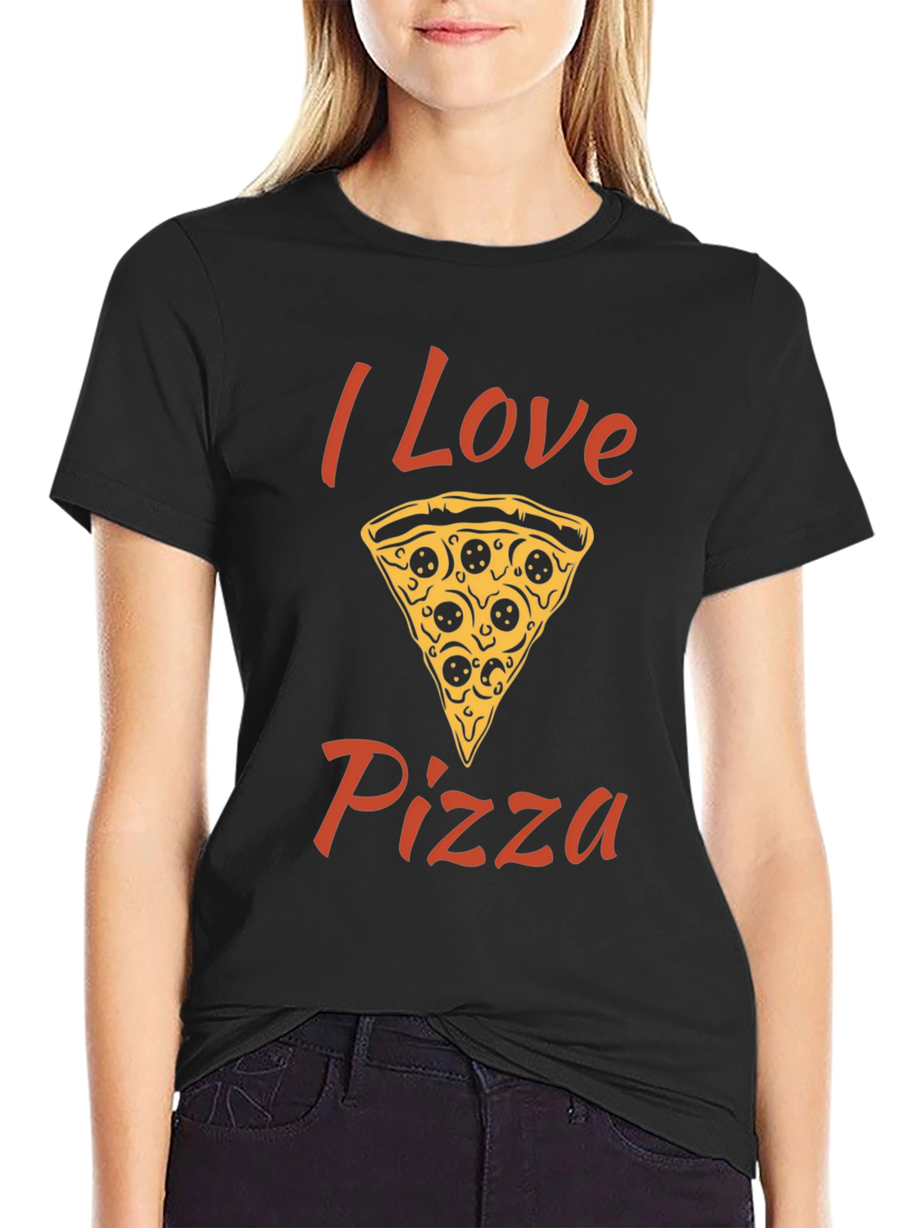 I Love Pizza Graphic T-Shirt - Black