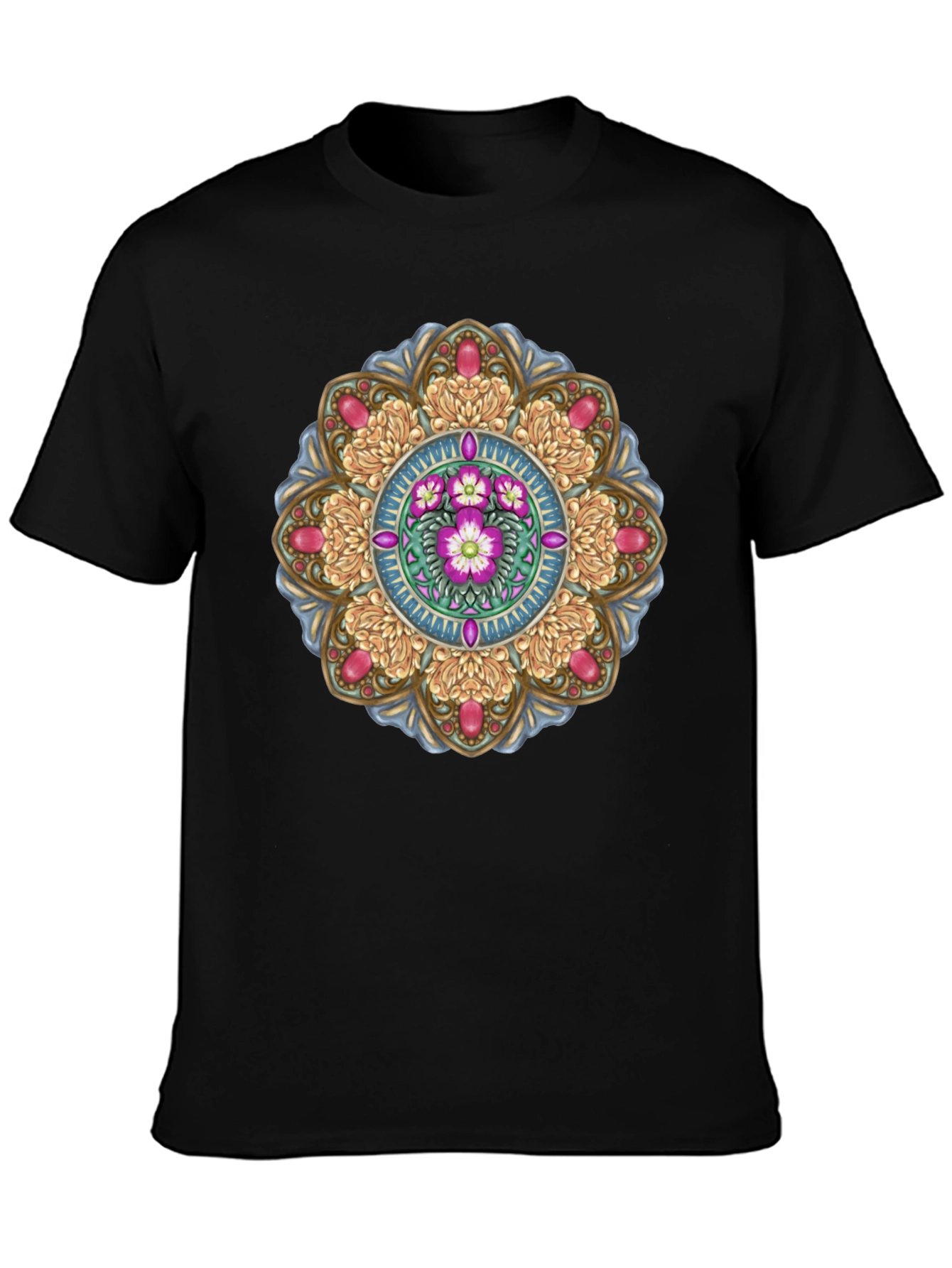 Floral Mandala T-Shirt - Black